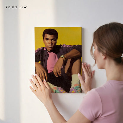 Muhammad Ali Vintage Portrait Wall Art – Iconic Boxing Legend Canvas Frame | Retro Athlete Poster Pakistan | IBRELIA™ IBRELIA
