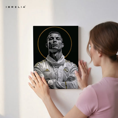 Cristiano Ronaldo Royal Portrait Wall Art – CR7 Luxury Canvas Frame | Real Madrid Ronaldo Poster Pakistan | IBRELIA™ IBRELIA