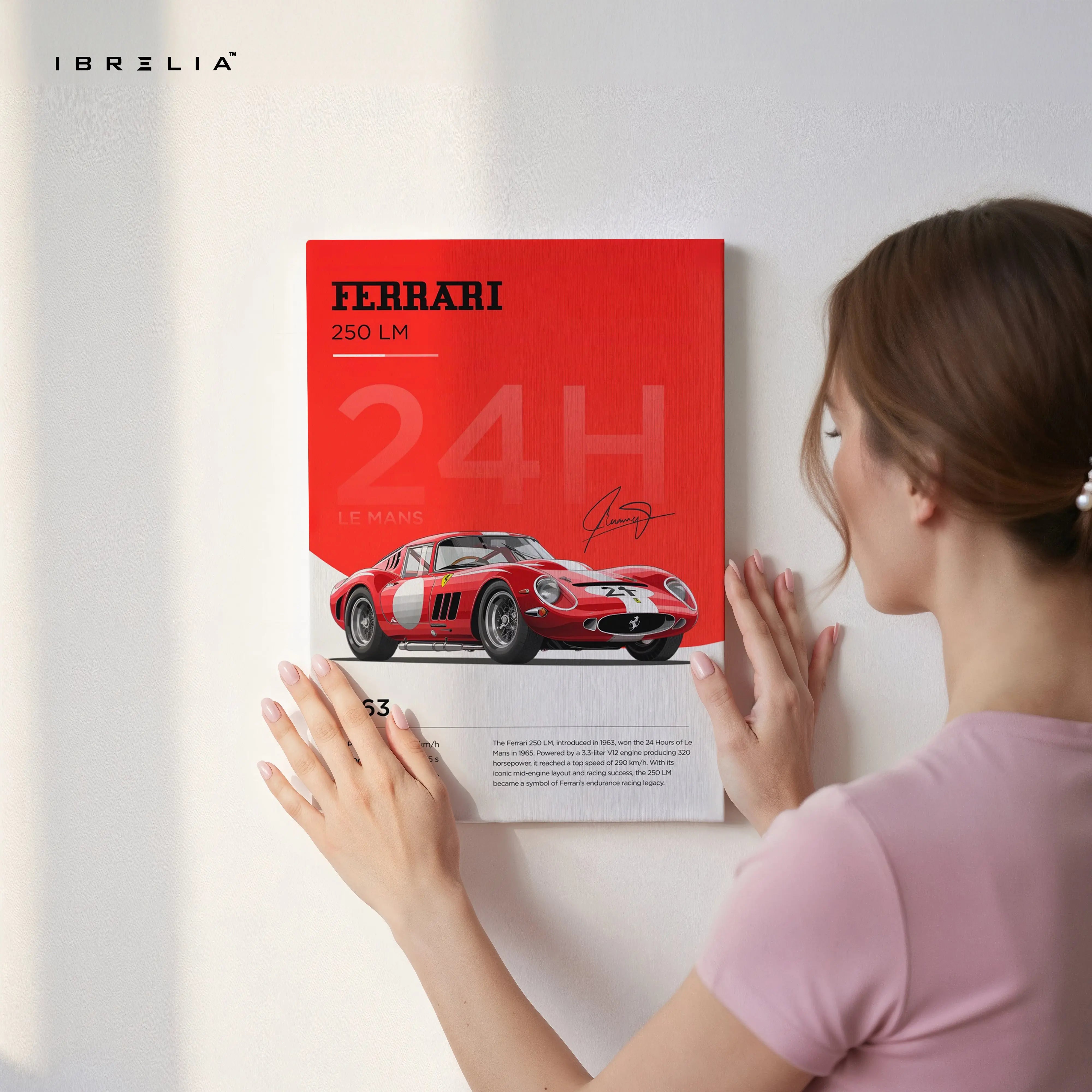 Ferrari 250 LM 1963 Wall Art – Le Mans Classic Race Car Poster | Vintage Ferrari Motorsport Frame in Pakistan | IBRELIA™ IBRELIA