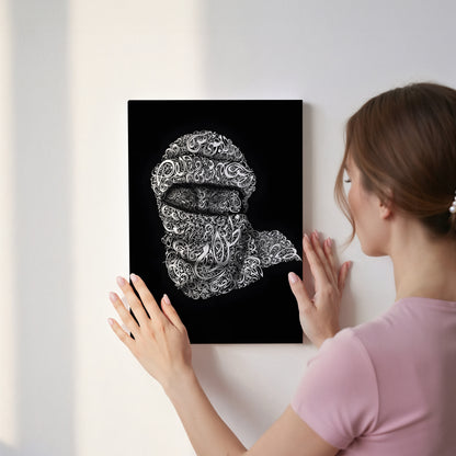 Arabic Calligraphy Keffiyeh Portrait – Islamic Typography Art | 4K Ultra Wrap Frame Wall Art in Pakistan | IBRELIA™