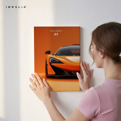 McLaren P1 Orange Power Art – Hypercar Minimal Luxury Wall Art | 4K Ultra Wrap Frame Wall Art in Pakistan | IBRELIA™ IBRELIA