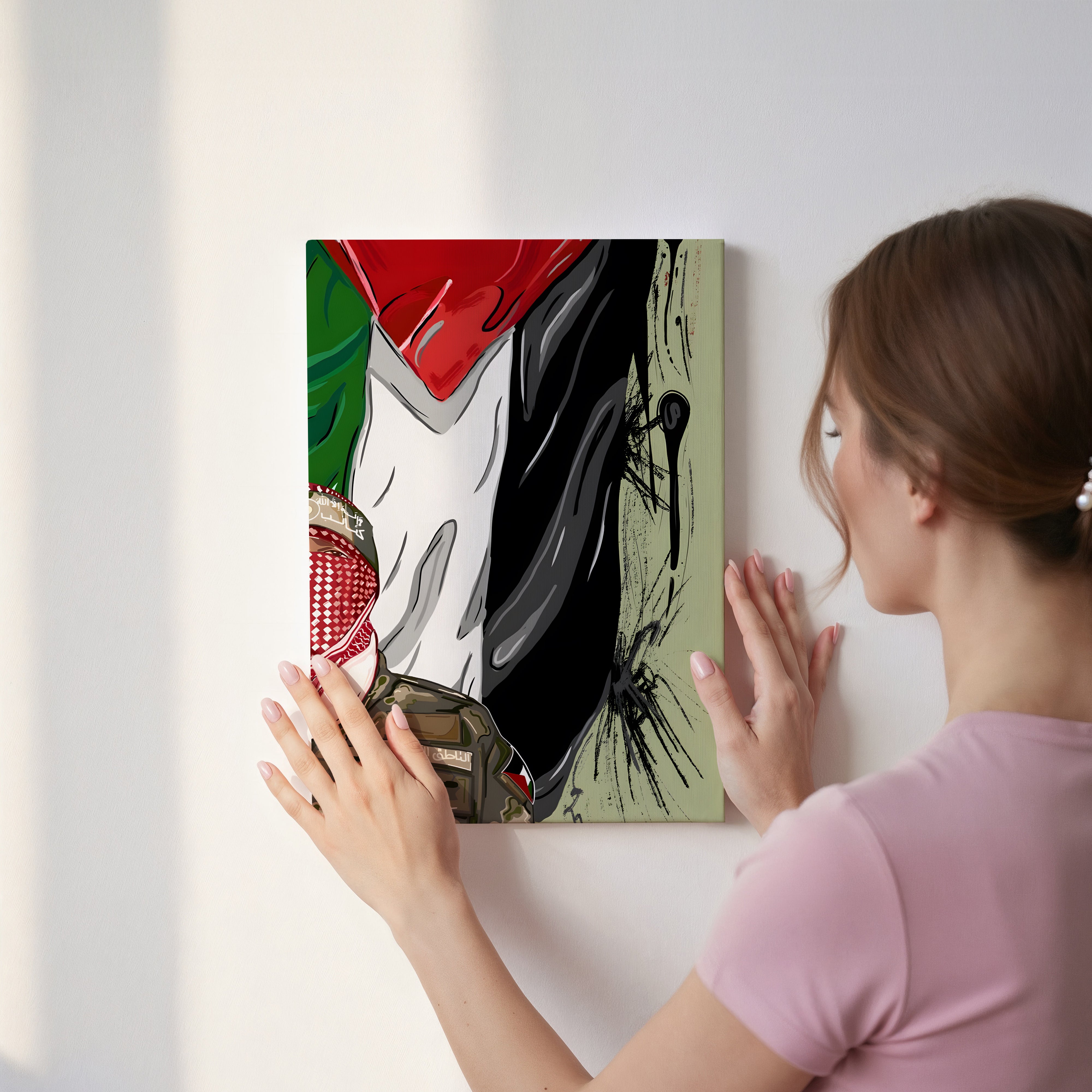 Palestine Resistance Art – Keffiyeh Soldier Graphic | 4K Ultra Wrap Frame Wall Art in Pakistan | IBRELIA™