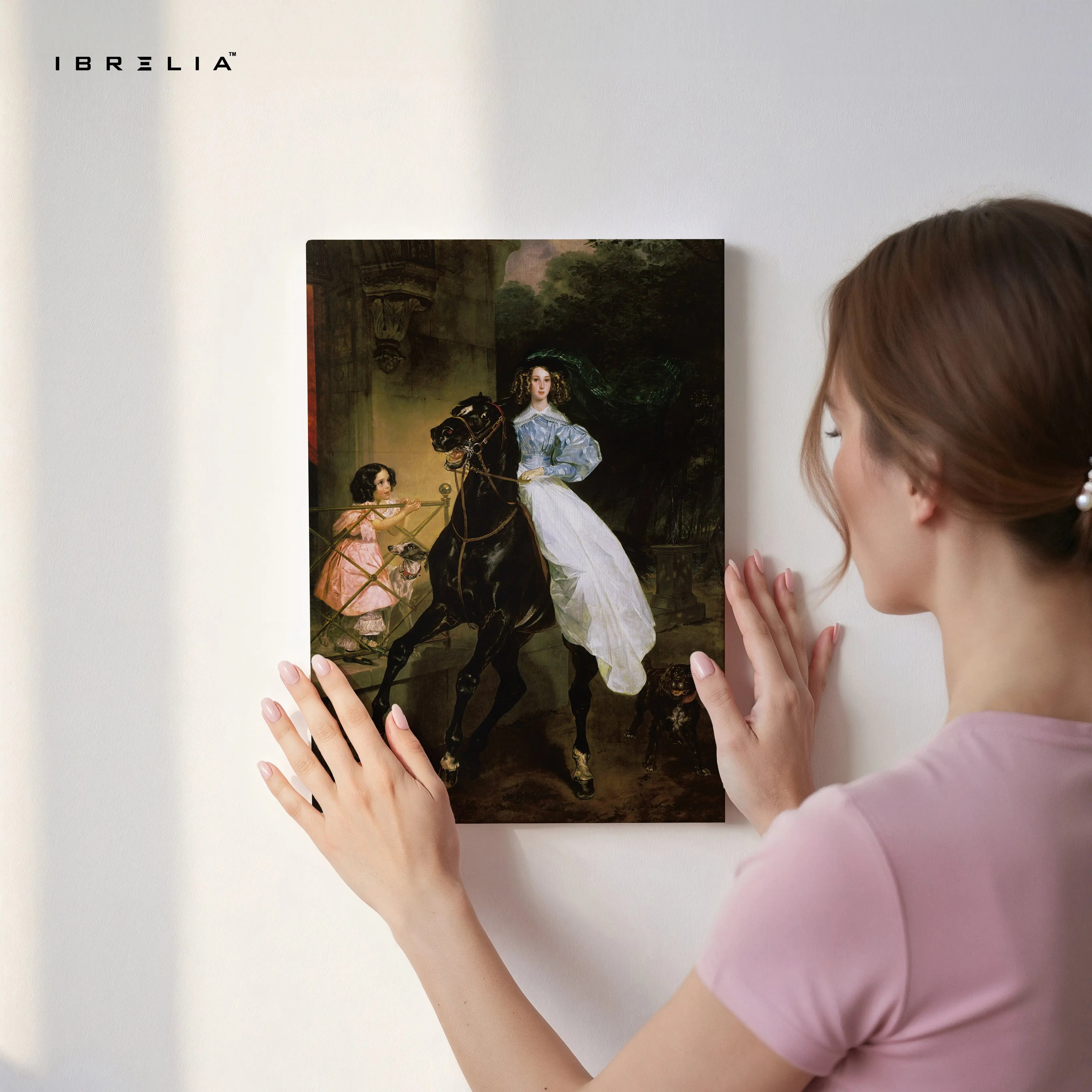 Royal Equestrian Elegance Art – Vintage Classic Lady on Horse Painting Wall Art | 4K Ultra Wrap Frame Wall Art in Pakistan | IBRELIA™ IBRELIA