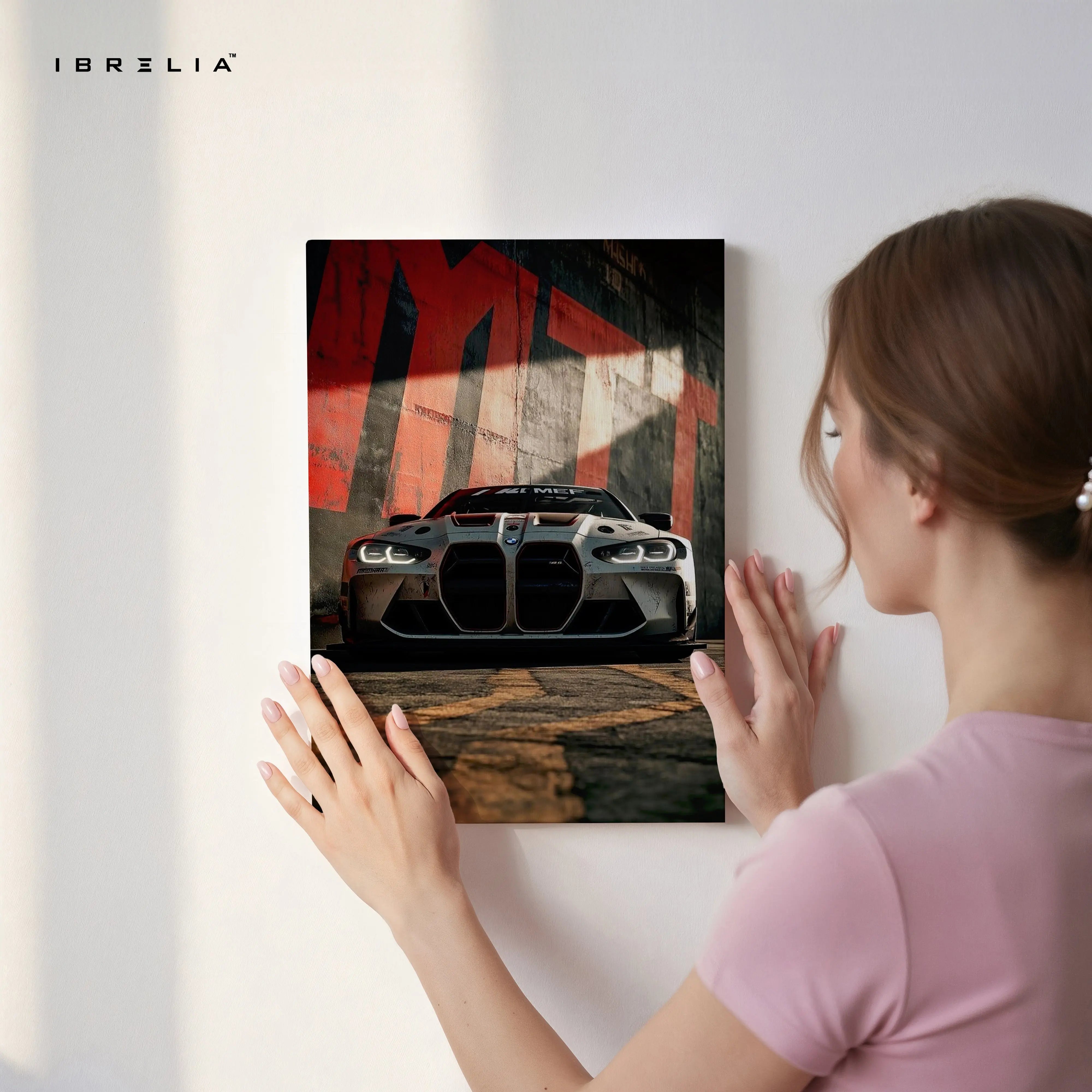 BMW M4 Street Performance Wall Art – Aggressive Front View Canvas Frame | Sports Car Poster Pakistan | IBRELIA™ IBRELIA