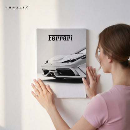 Ferrari Minimal Front Detail Wall Art – Luxury Supercar Poster | 4K Ultra Wrap Frame Wall Art in Pakistan | IBRELIA™ IBRELIA