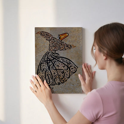 Whirling Dervish Mosaic Art – Sufi Spiritual Dance Wall Art | 4K Ultra Wrap Frame Wall Art in Pakistan | IBRELIA™ IBRELIA
