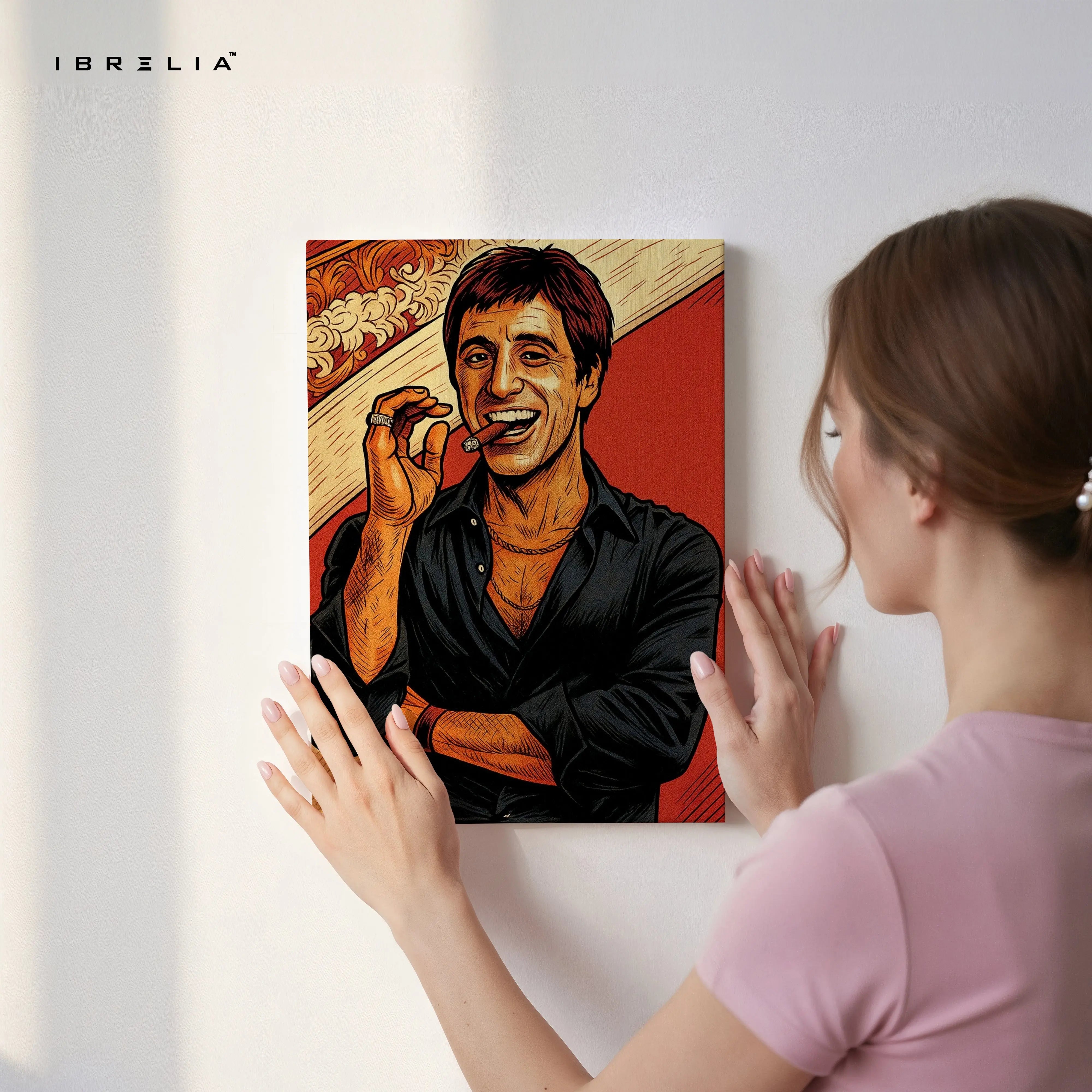 Tony Montana Scarface Wall Art – Iconic Mafia Portrait Canvas Frame | Vintage Crime Movie Poster Pakistan | IBRELIA™ IBRELIA
