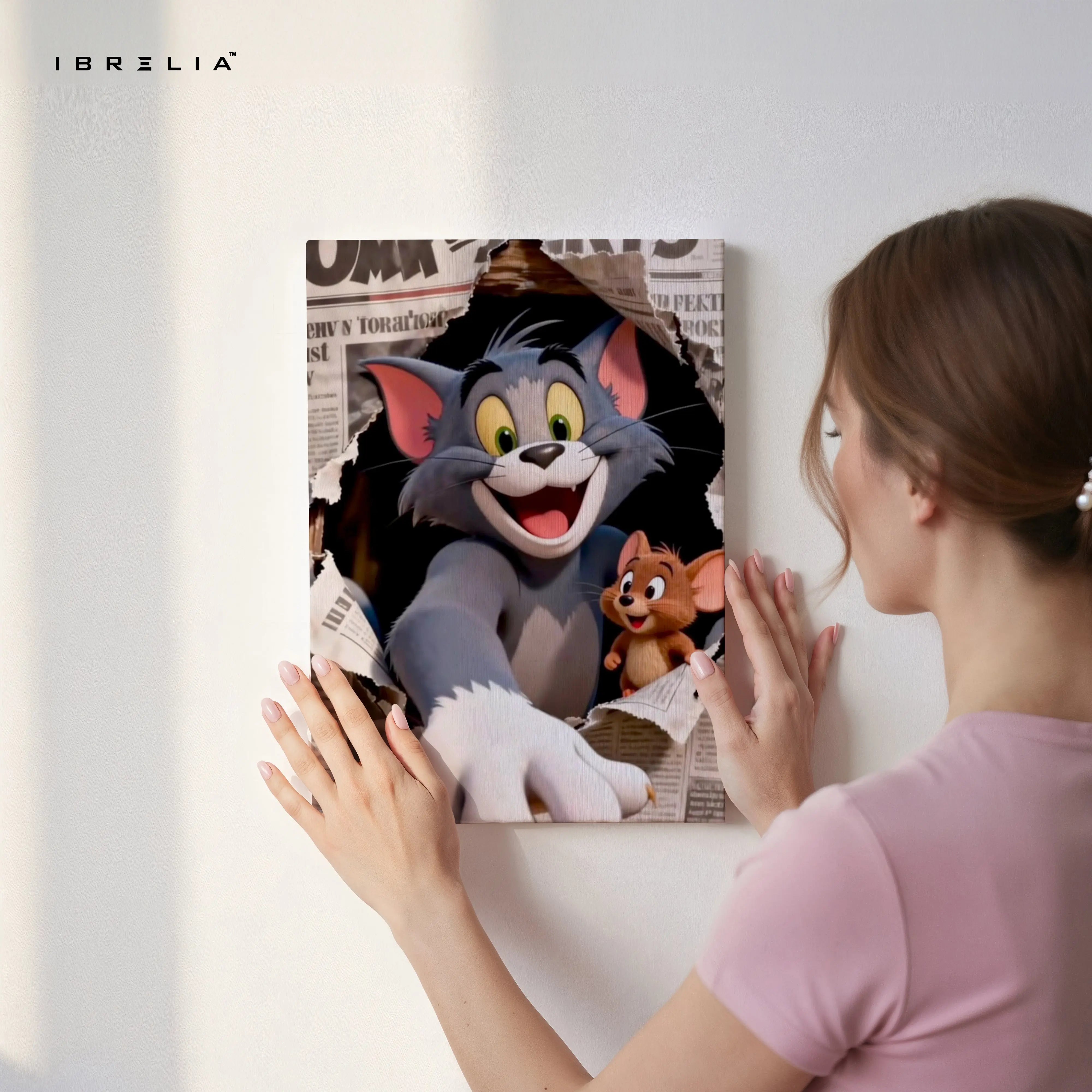 Cat & Mouse Chase Wall Art – Playful Chaos Canvas Frame | Cartoon Duo Scene Decor Pakistan | IBRELIA™ IBRELIA