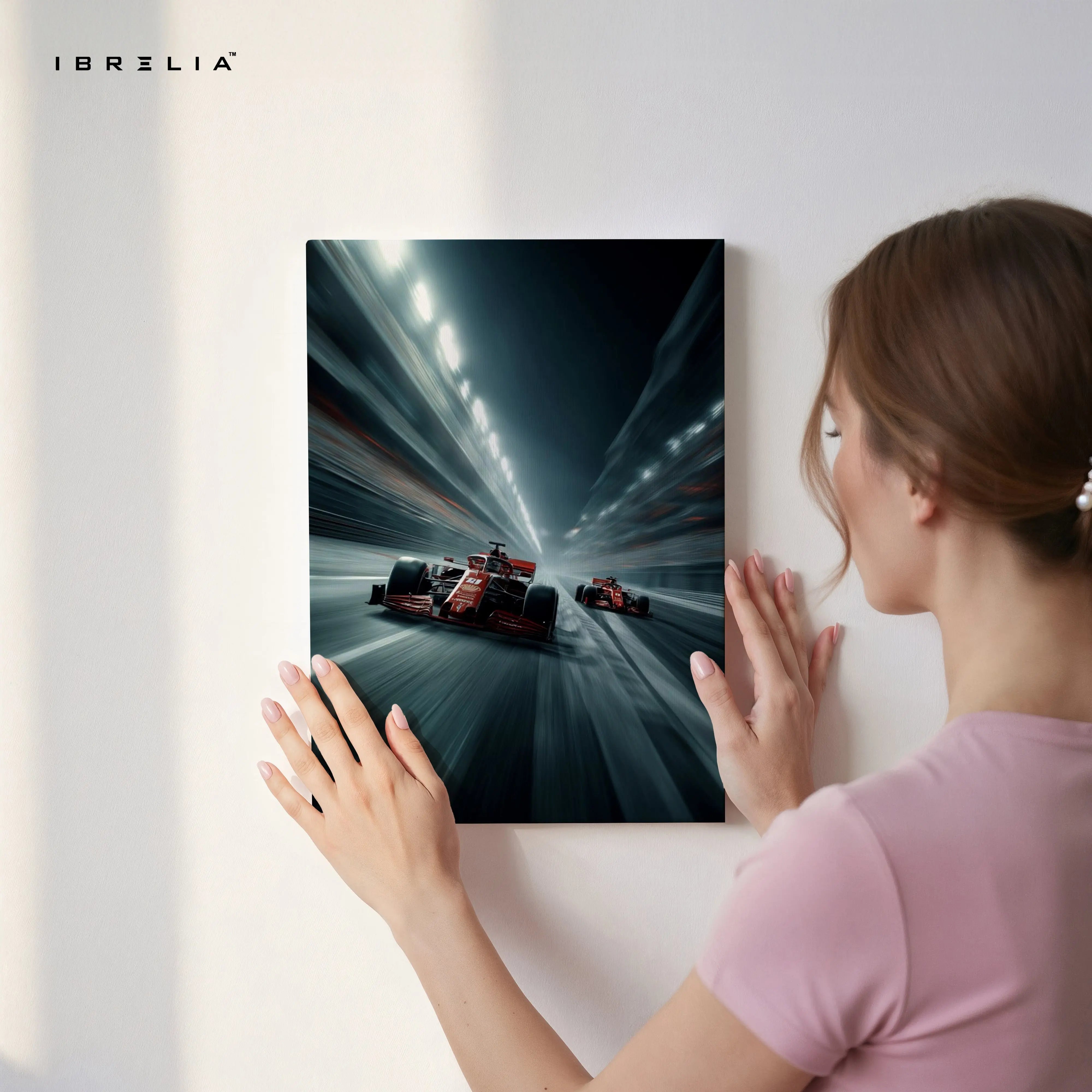 Ferrari F1 Speed Motion Wall Art – High Velocity Racing Canvas Frame Pakistan | Formula Racing Poster | IBRELIA™ IBRELIA