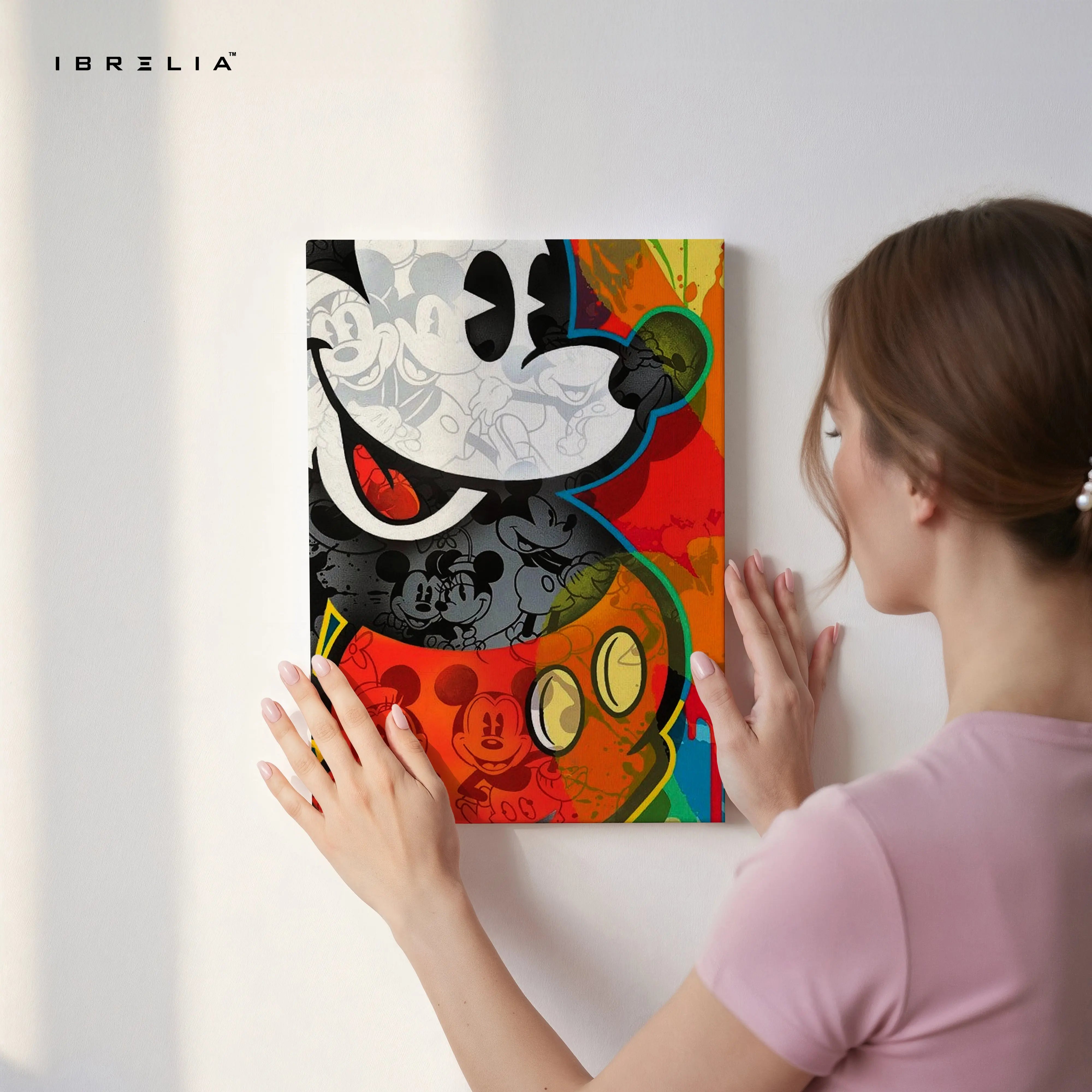 Mickey Mouse Pop Art Wall Art – Abstract Cartoon Canvas Frame | Colorful Street Style Poster Pakistan | IBRELIA™ IBRELIA