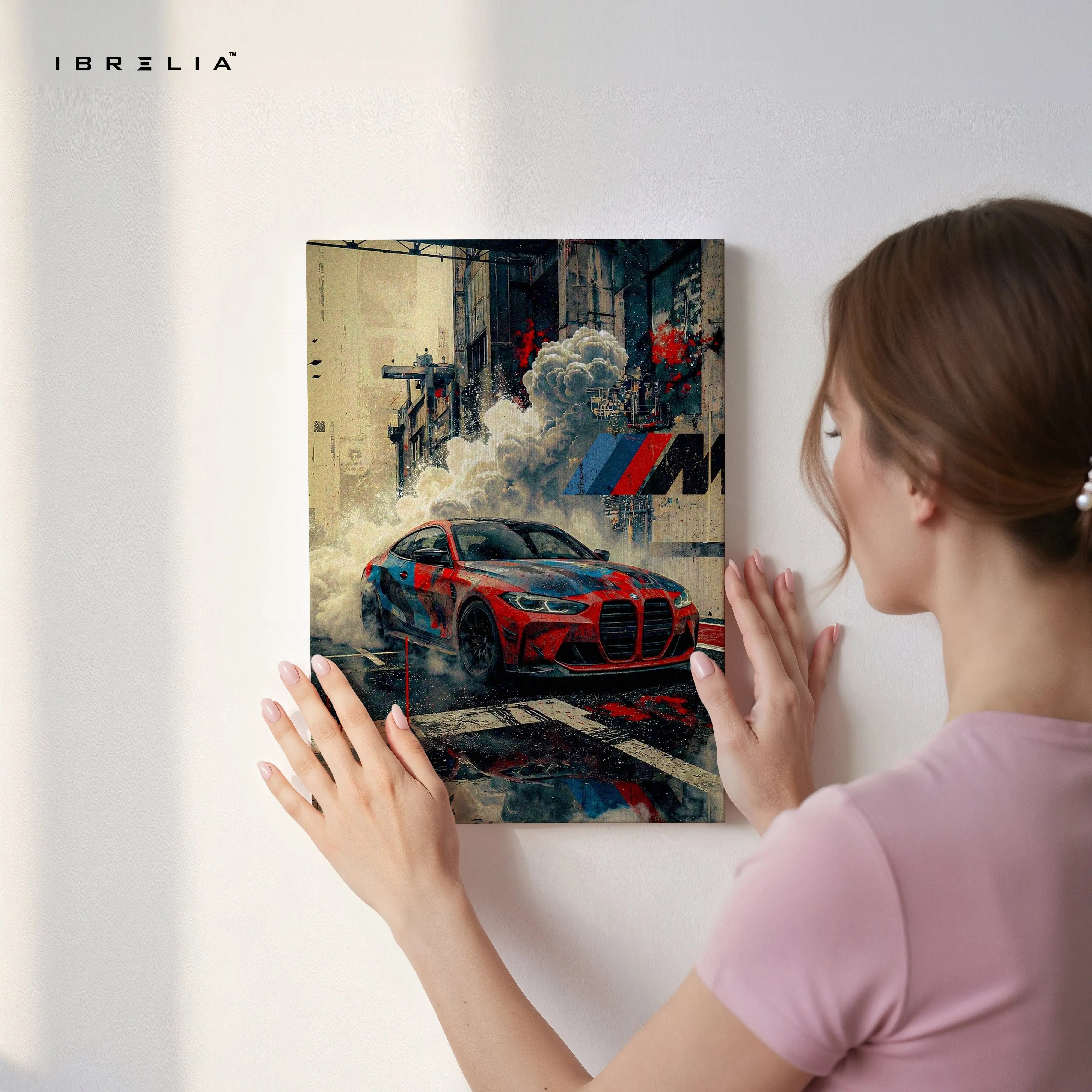 BMW M Series Street Racing Wall Art – Performance Car Canvas Frame Pakistan | Urban Speed Poster | IBRELIA™ IBRELIA