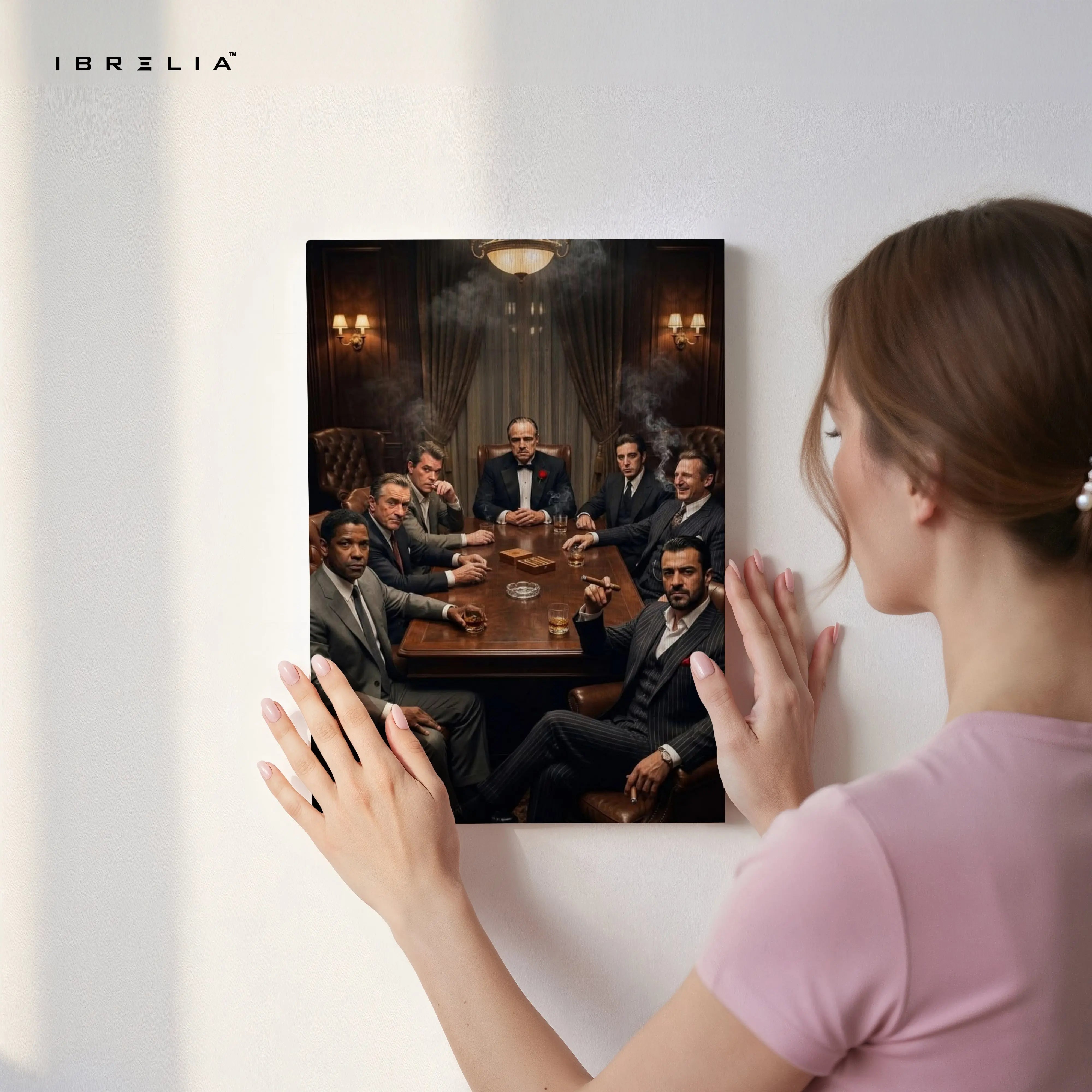 Godfather Mafia Meeting Wall Art – Vintage Crime Family Canvas Frame | Luxury Movie Scene Poster Pakistan | IBRELIA™ IBRELIA