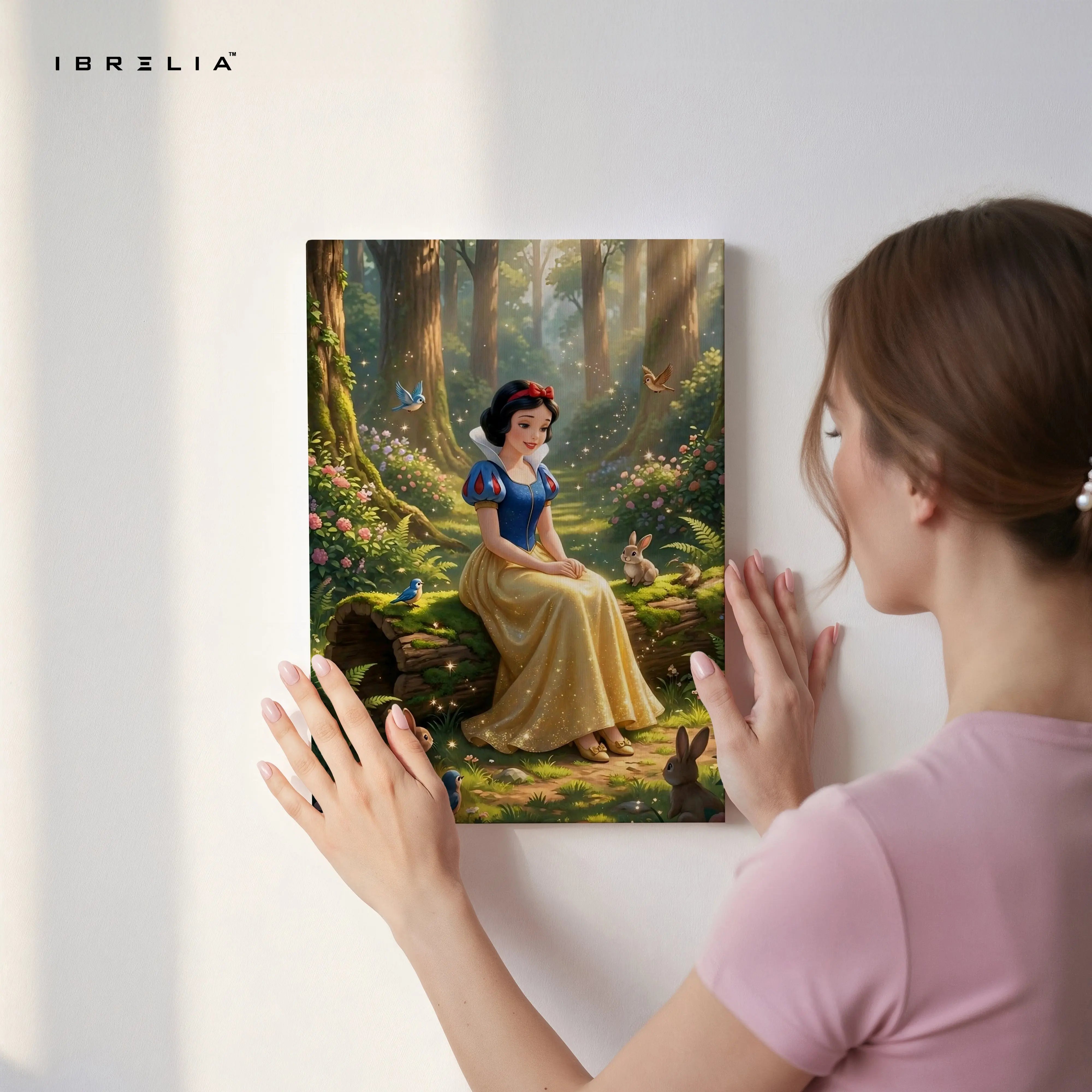 Snow White Enchanted Forest Wall Art – Fairy Tale Princess Canvas Frame | Magical Nature Decor Pakistan | IBRELIA™ IBRELIA