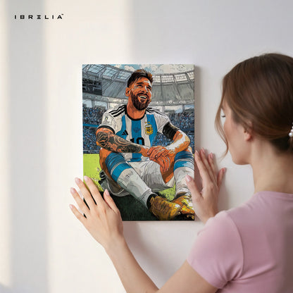Lionel Messi Argentina Wall Art – World Champion Football Canvas Frame | Soccer Legend Poster Pakistan | IBRELIA™ IBRELIA