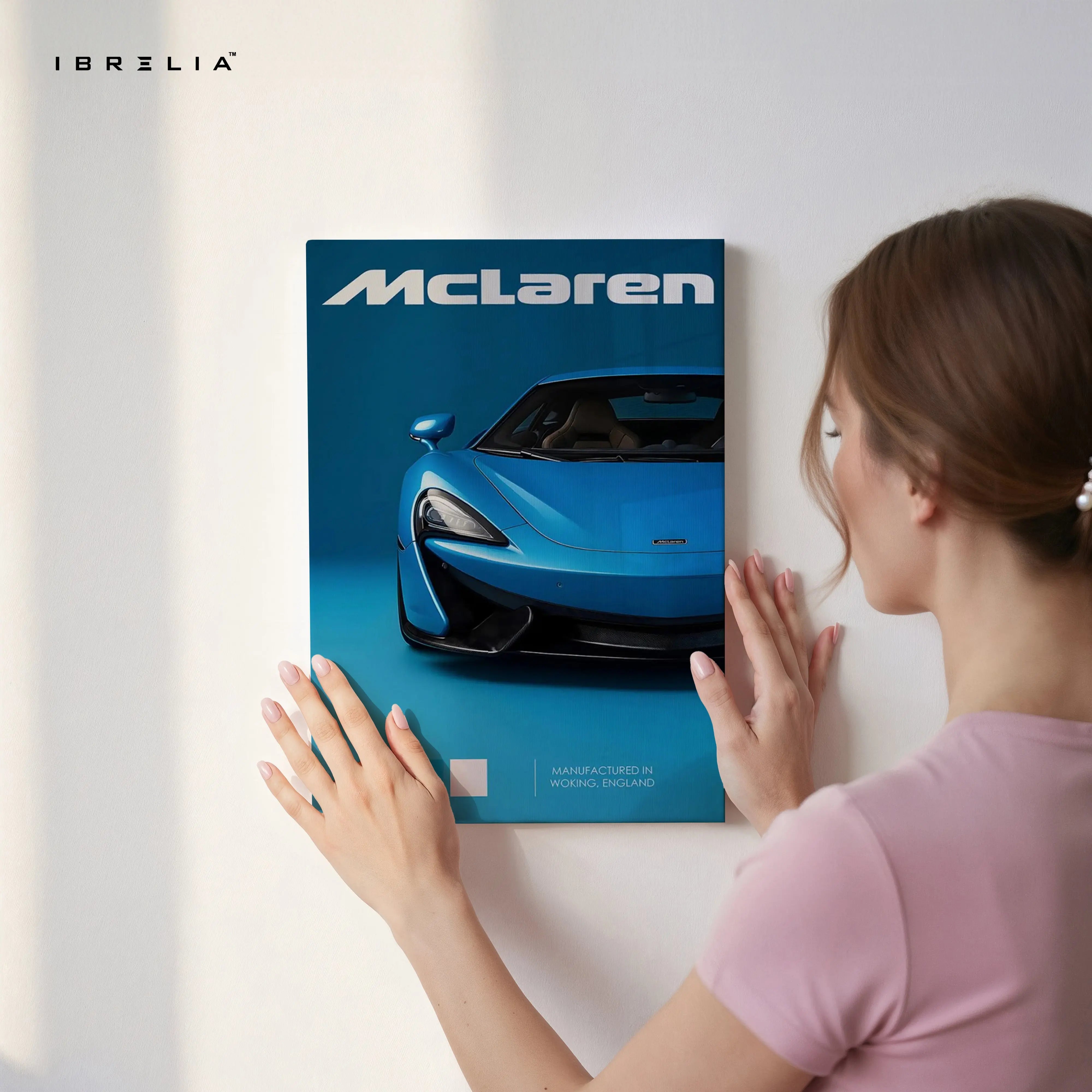 McLaren Blue Elegance Art – Minimal Supercar Front Luxury Wall Art | 4K Ultra Wrap Frame Wall Art in Pakistan | IBRELIA™ IBRELIA