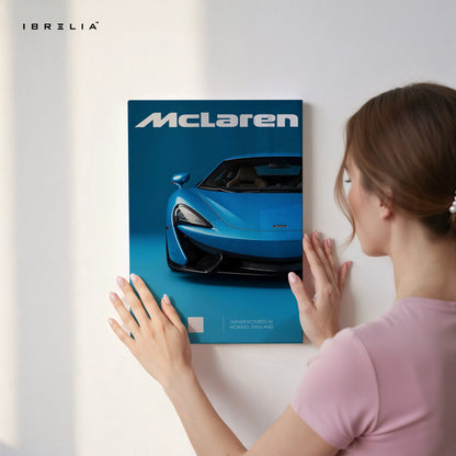 McLaren Blue Elegance Art – Minimal Supercar Front Luxury Wall Art | 4K Ultra Wrap Frame Wall Art in Pakistan | IBRELIA™ IBRELIA
