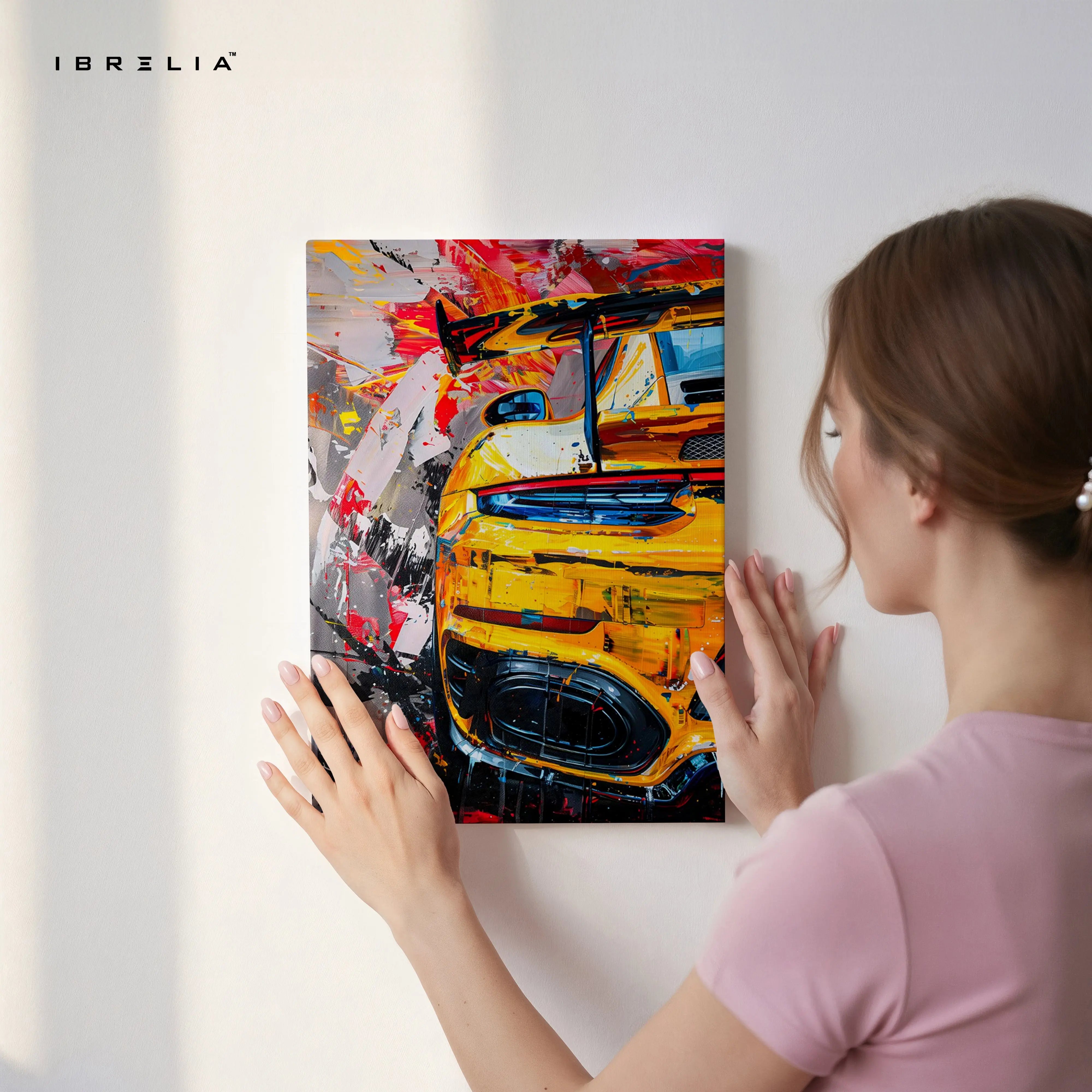 GT3 Neon Rush Art – Abstract Supercar Pop Art Wall Art | 4K Ultra Wrap Frame Wall Art in Pakistan | IBRELIA™ IBRELIA
