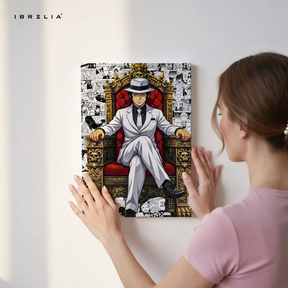 Anime Mafia King Wall Art – Luxury Throne Canvas Frame | Anime Boss Poster Pakistan | IBRELIA™ IBRELIA