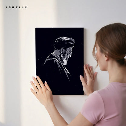 Minimal Leader Silhouette Wall Art – Dark Monochrome Canvas Frame | Elegant Portrait Poster Pakistan | IBRELIA™ IBRELIA