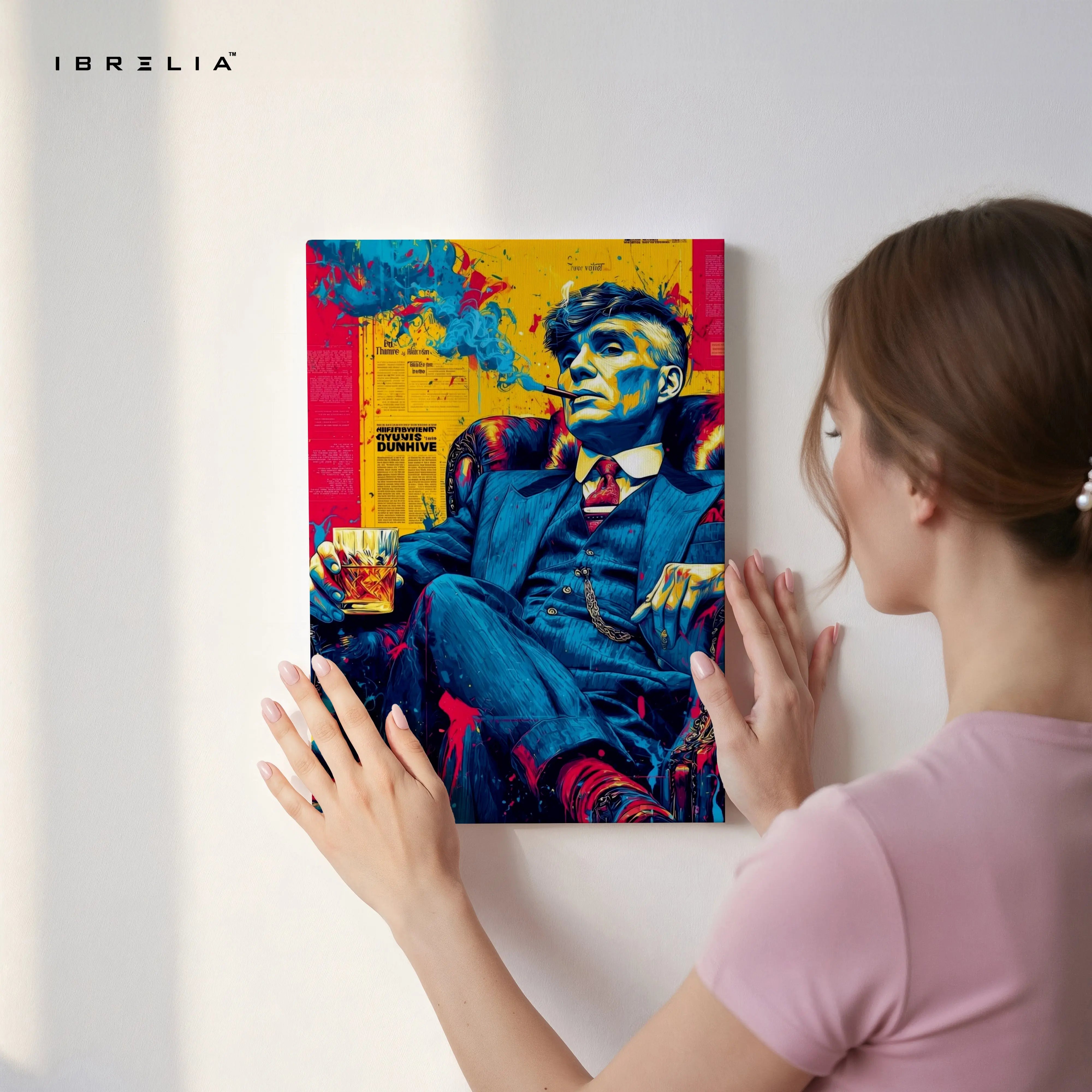 Vintage Gentleman Whiskey Wall Art – Luxury Pop Art Canvas Frame | Classic Suit Aesthetic Poster Pakistan | IBRELIA™ IBRELIA