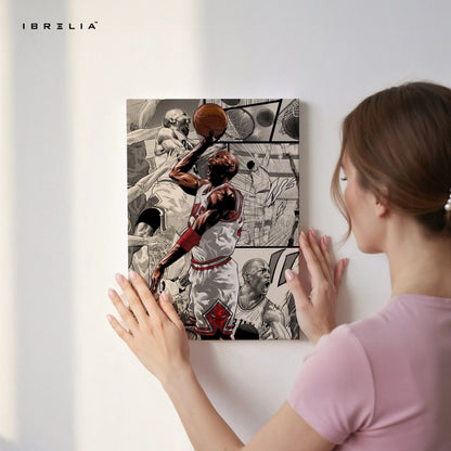 Basketball Legend Dunk Wall Art – Comic Style Sports Canvas Frame | Vintage Athlete Poster Pakistan | IBRELIA™ IBRELIA