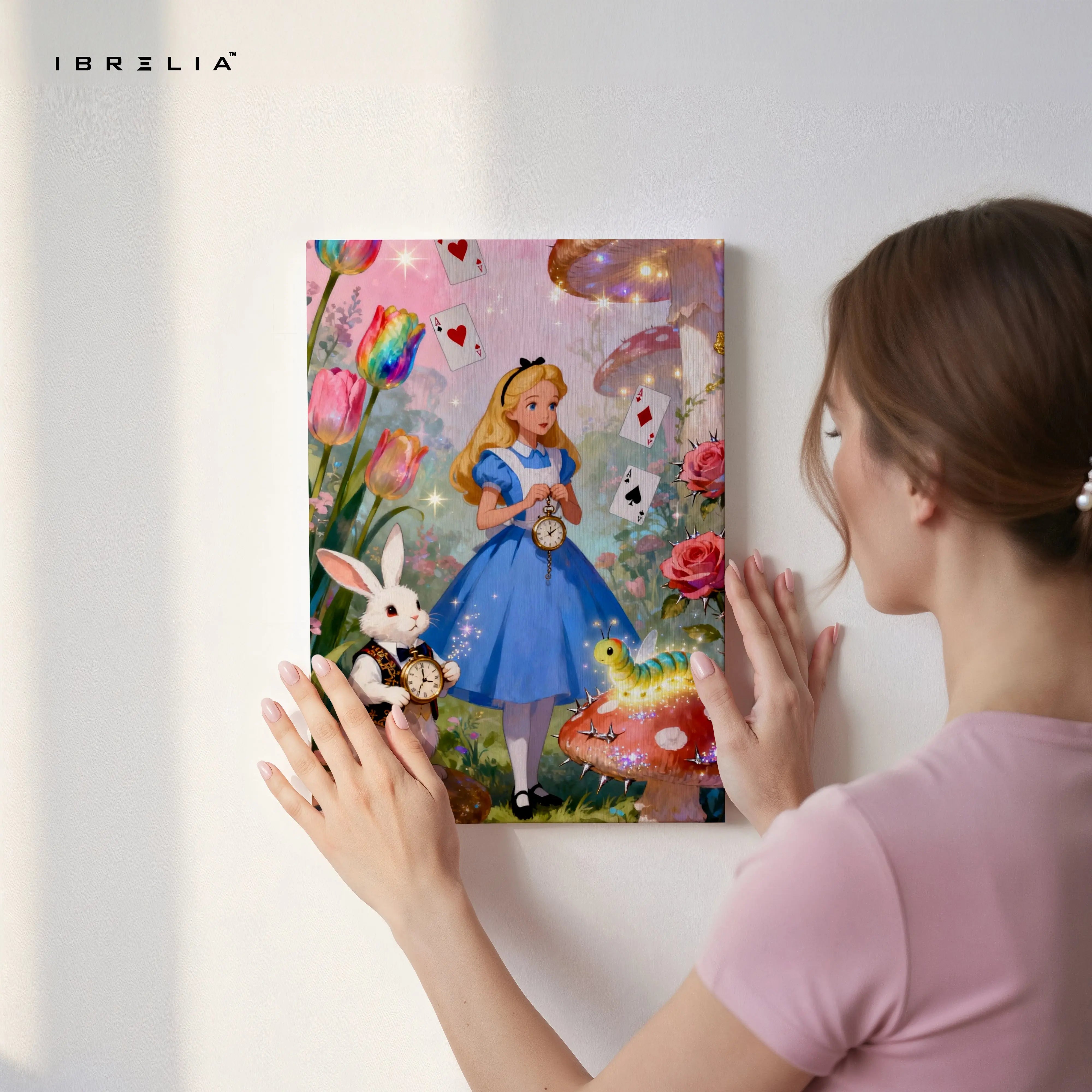 Alice in Wonderland Fantasy Garden Wall Art – Magical Story Canvas Frame | Whimsical Fairytale Decor Pakistan | IBRELIA™ IBRELIA