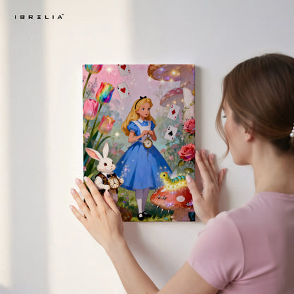 Alice in Wonderland Fantasy Garden Wall Art – Magical Story Canvas Frame | Whimsical Fairytale Decor Pakistan | IBRELIA™ IBRELIA