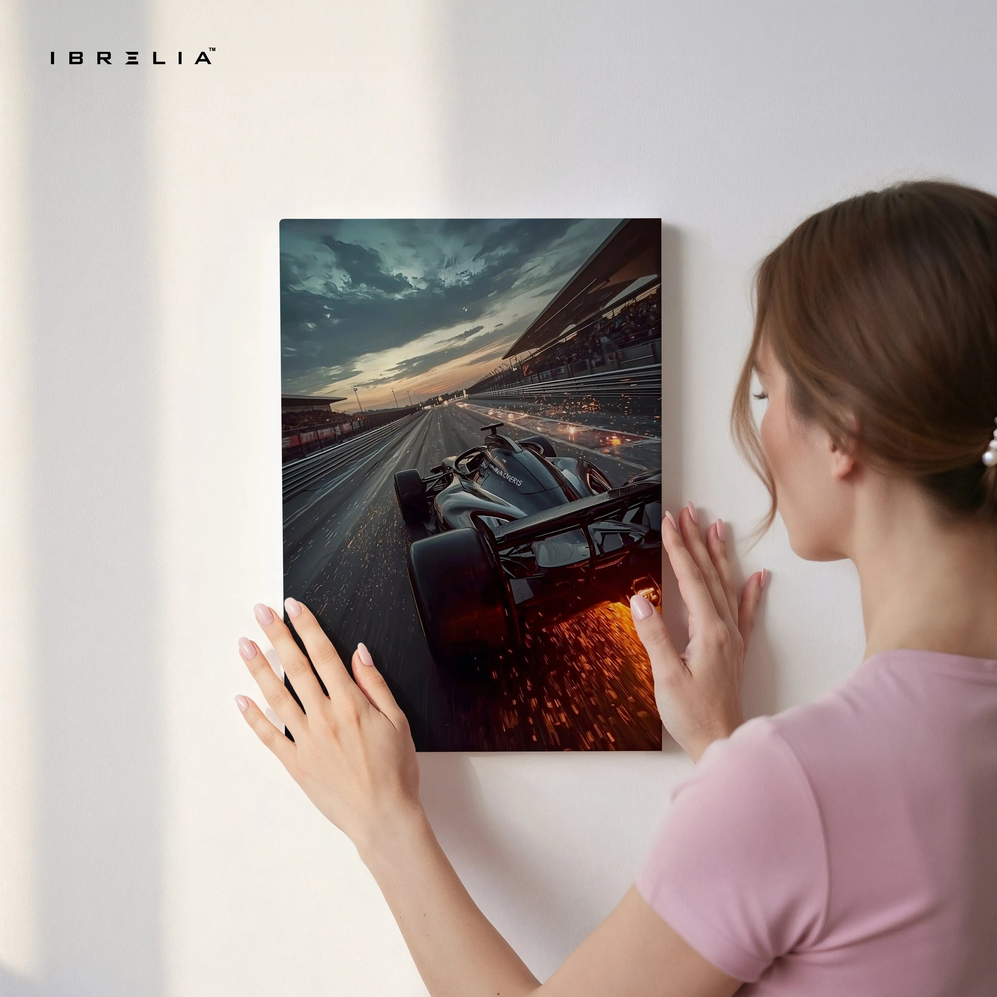 Formula 1 Night Speed Burst Wall Art – High Velocity Racing Canvas Frame Pakistan | Fire Trail Motorsport Poster | IBRELIA™ IBRELIA