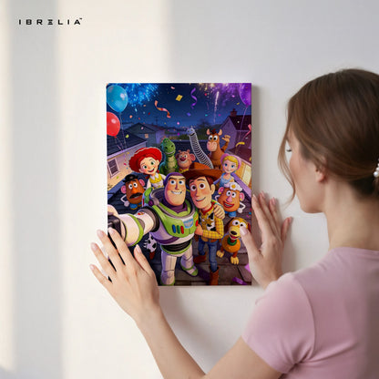 Toy Story Celebration Wall Art – Animated Characters Canvas Frame | Fun Kids Room Decor Pakistan | IBRELIA™ IBRELIA