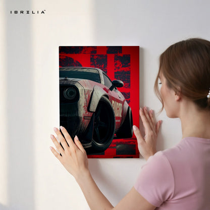 Dodge Challenger Hellcat Widebody Wall Art – Muscle Car Street Poster Canvas Frame | Aggressive Car Art Pakistan | IBRELIA™ IBRELIA