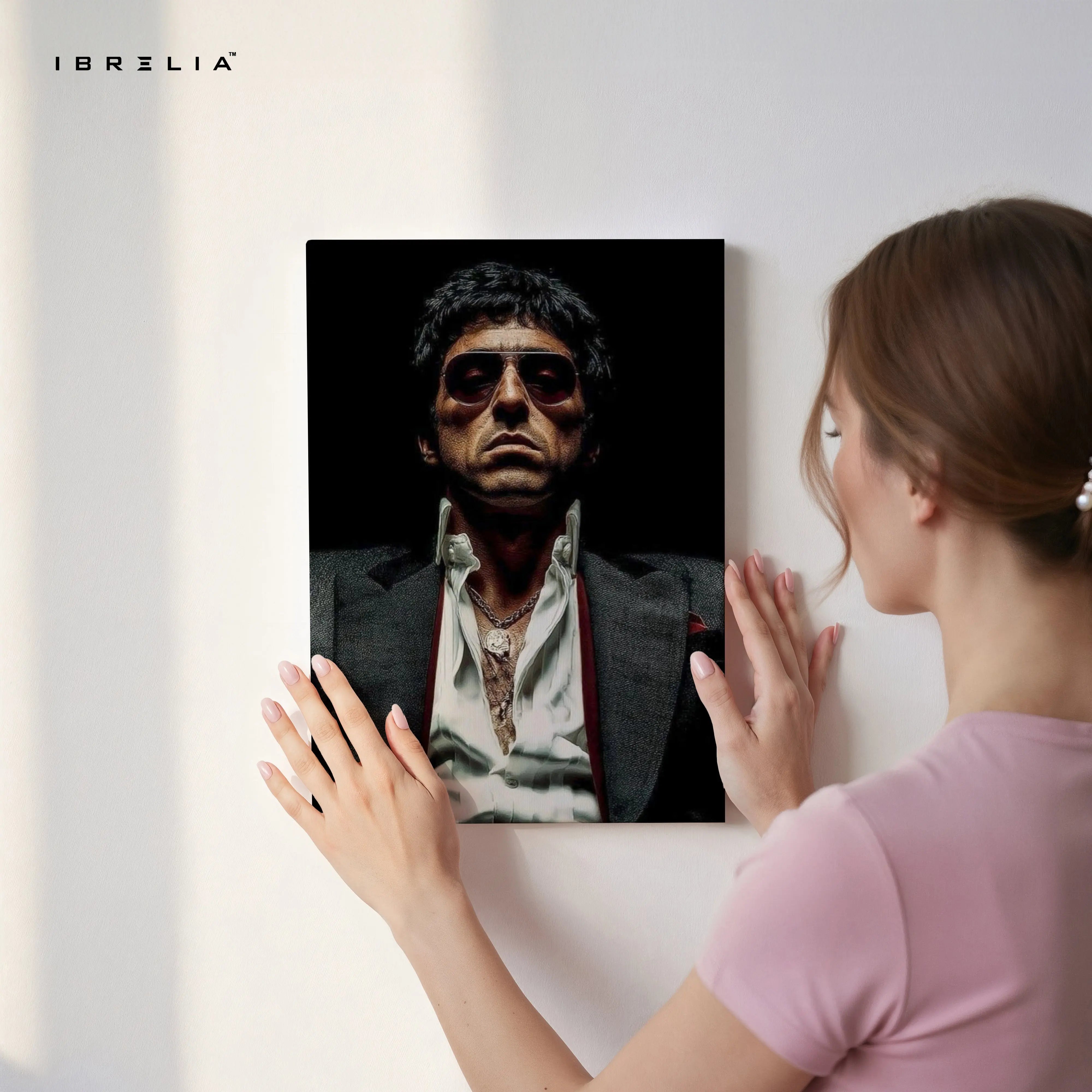 Tony Montana Dark Portrait Wall Art – Scarface Mafia Canvas Frame | Iconic Crime Poster Pakistan | IBRELIA™ IBRELIA