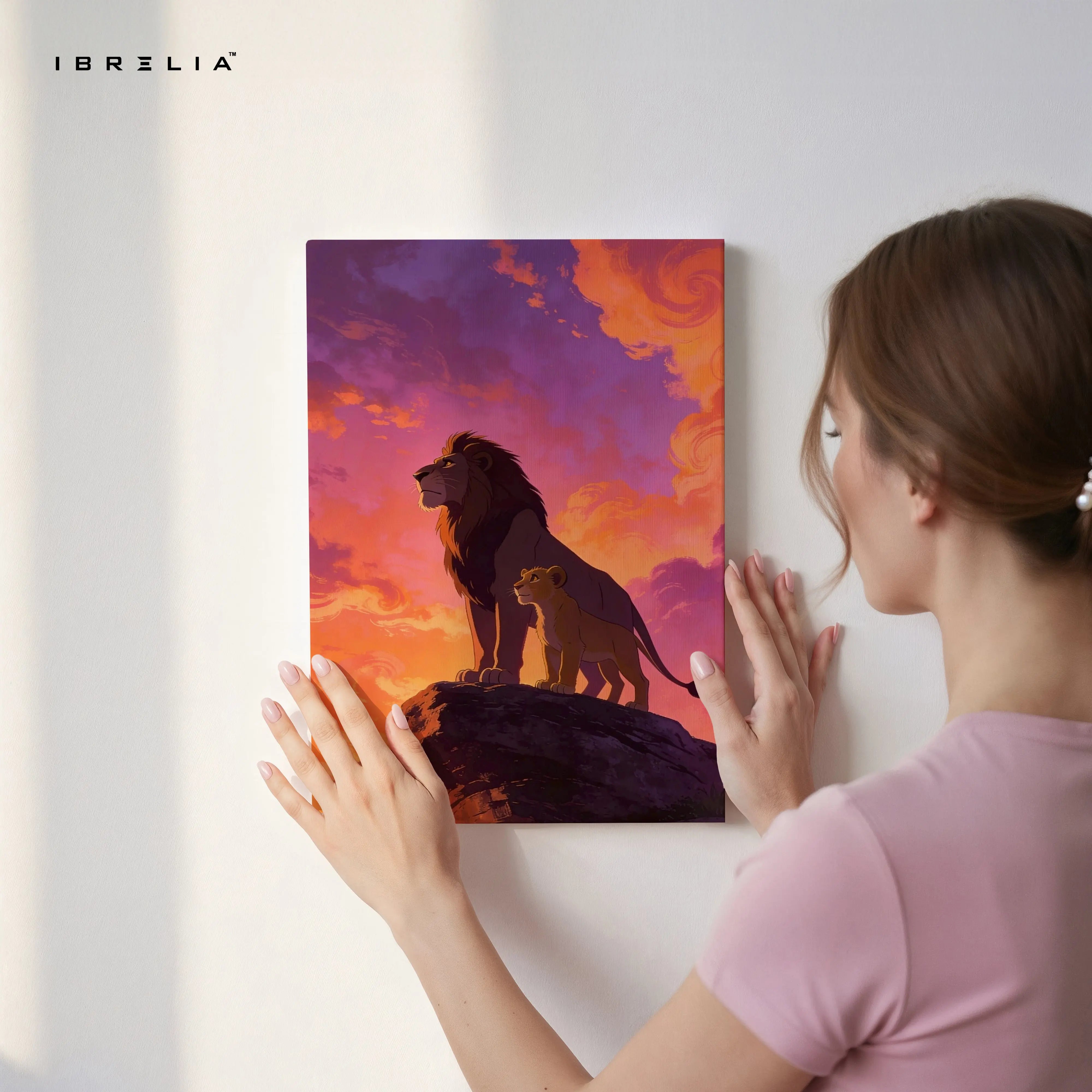 Lion Father & Cub Wall Art – Pride Legacy Canvas Frame | Majestic Animal Scene Decor Pakistan | IBRELIA™ IBRELIA
