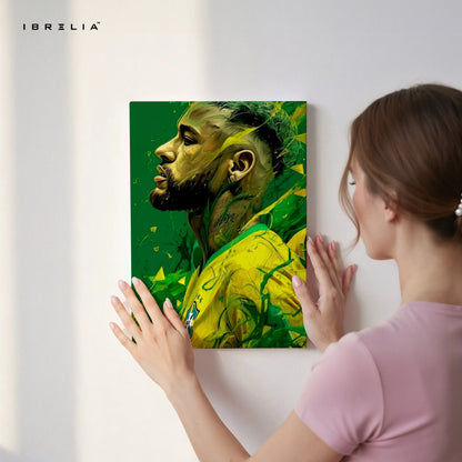 Neymar Jr Portrait Wall Art – Brazil Football Canvas Frame | Neymar Aesthetic Poster Pakistan | IBRELIA™ IBRELIA