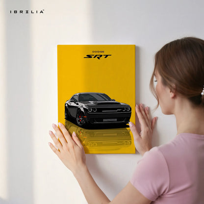Dodge Challenger SRT Wall Art – Muscle Car Racing Canvas Frame Pakistan | American Muscle Poster | IBRELIA™ IBRELIA