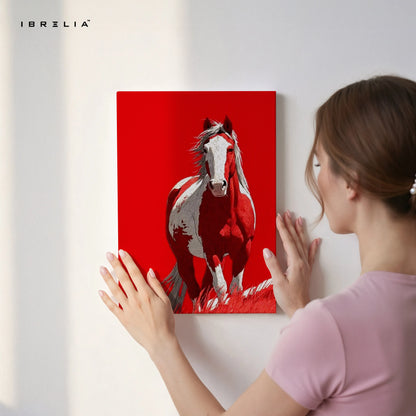 Red Horse Wall Art – Bold Running Horse Canvas Frame | Minimal Animal Poster Pakistan | IBRELIA™ IBRELIA
