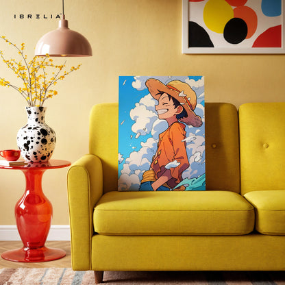Monkey D. Luffy Smile Wall Art – One Piece Anime Canvas Frame | Luffy Straw Hat Poster Pakistan | IBRELIA™ IBRELIA