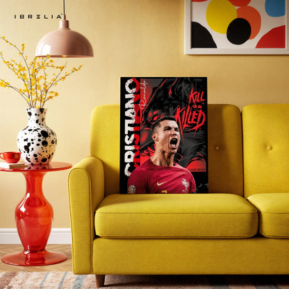 Cristiano Ronaldo Beast Mode Wall Art – CR7 Football Canvas Frame | Ronaldo Portugal Poster Pakistan | IBRELIA™ IBRELIA