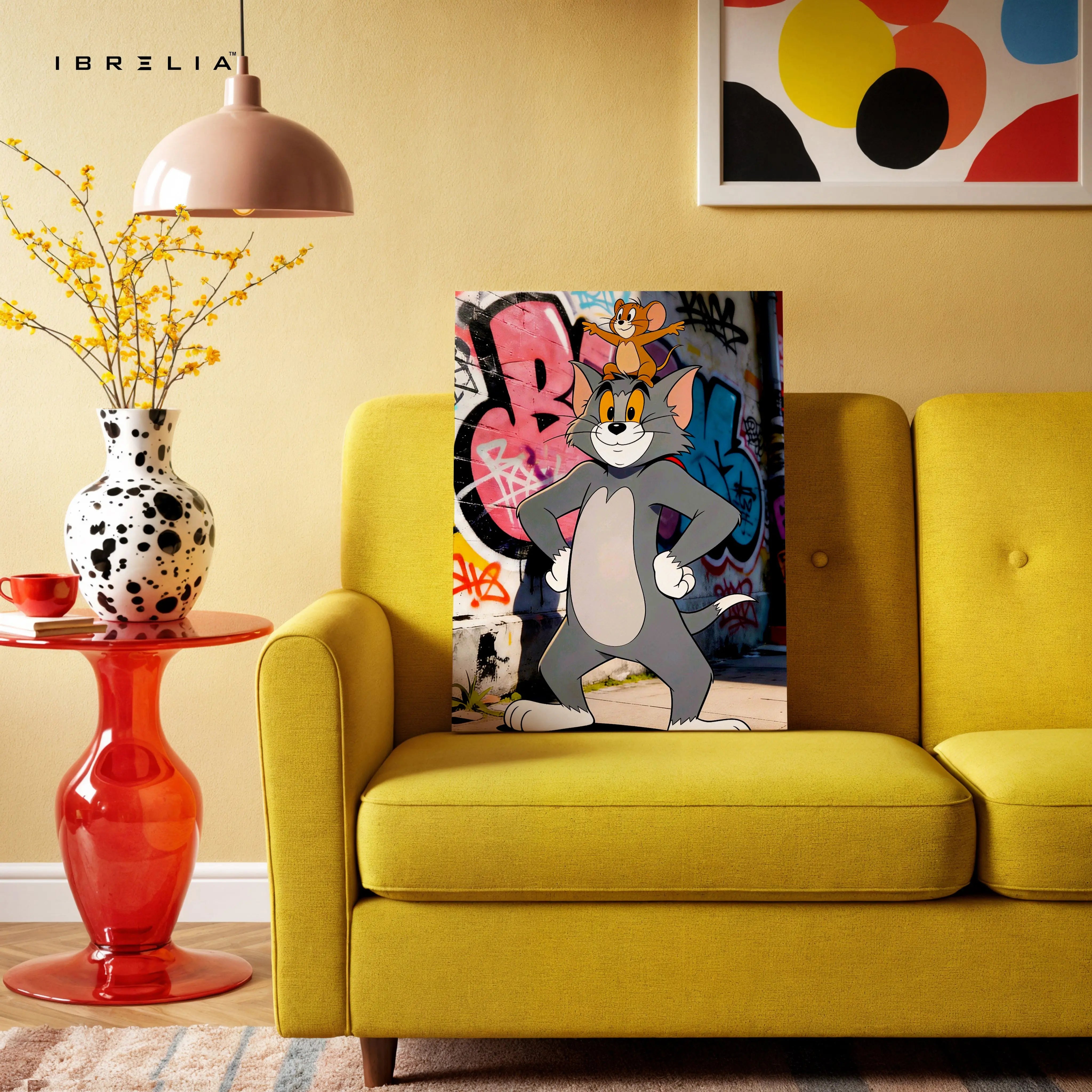 Tom & Jerry Street Art Wall Art – Cartoon Graffiti Canvas Frame | Classic Cartoon Poster Pakistan | IBRELIA™ IBRELIA