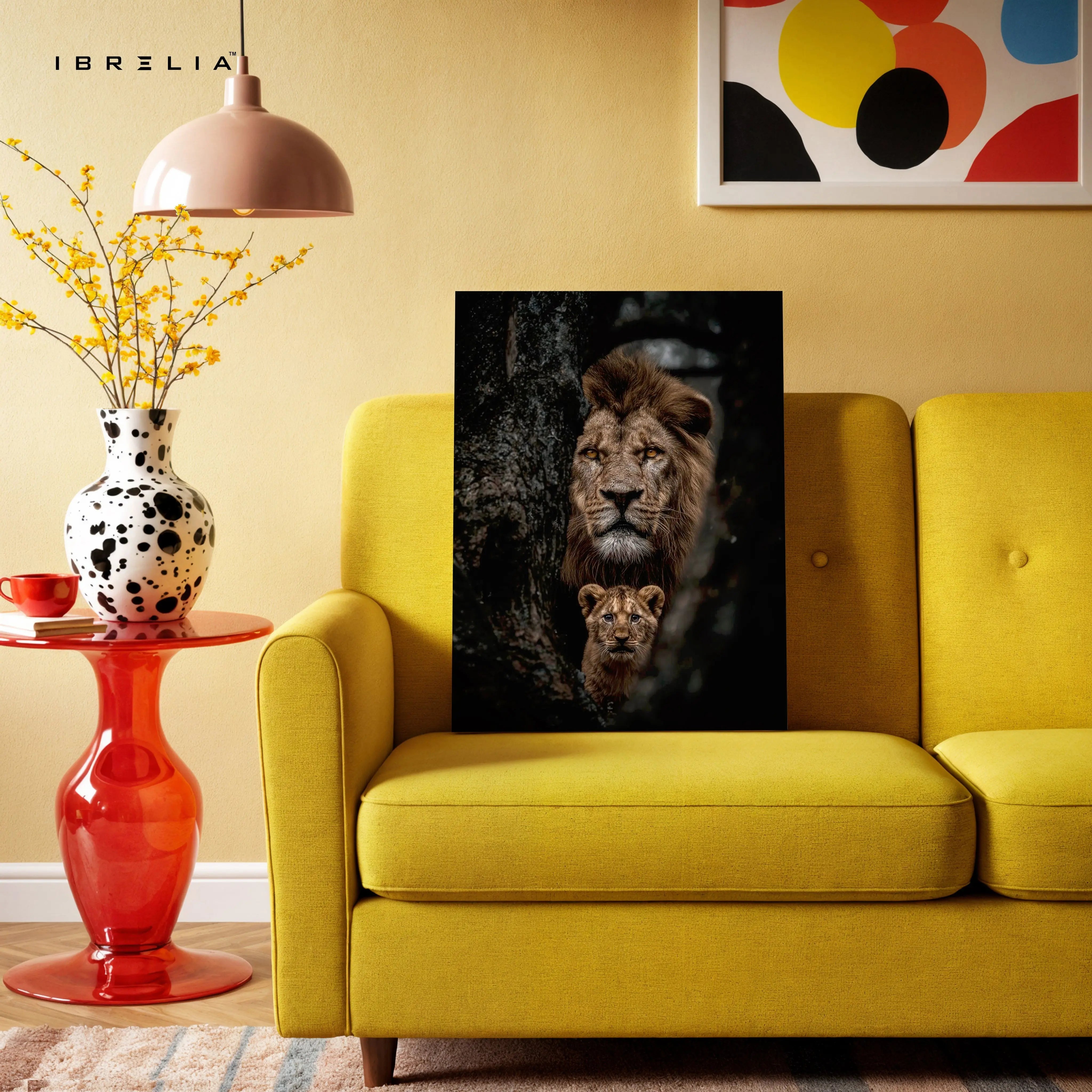 Lion & Cub Wall Art – Father and Son Wildlife Canvas Frame | Powerful Animal Poster Pakistan | IBRELIA™ IBRELIA