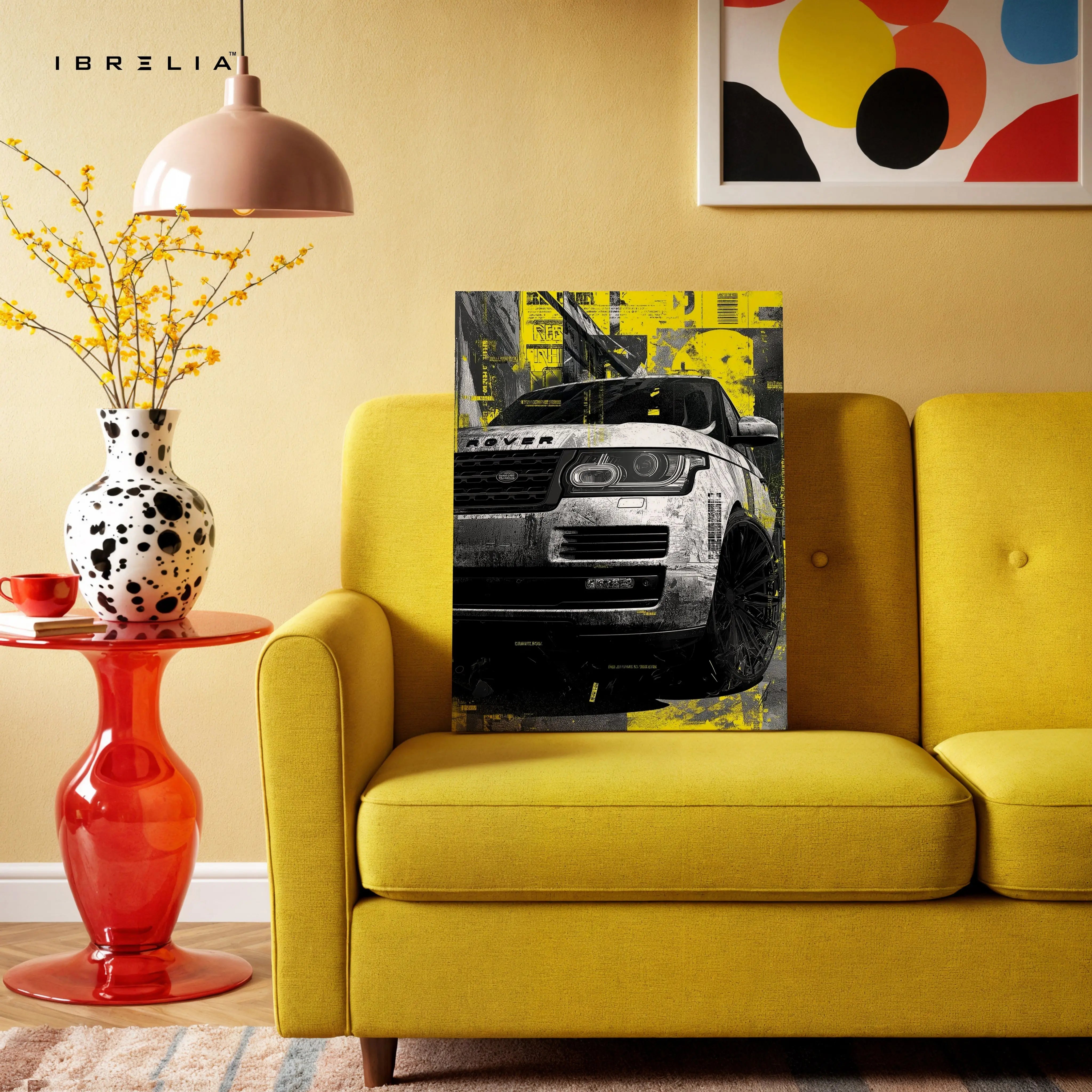 Range Rover Street Art Wall Art – Urban Luxury SUV Canvas Frame | Grunge Automotive Poster Pakistan | IBRELIA™ IBRELIA
