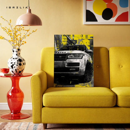 Range Rover Street Art Wall Art – Urban Luxury SUV Canvas Frame | Grunge Automotive Poster Pakistan | IBRELIA™ IBRELIA