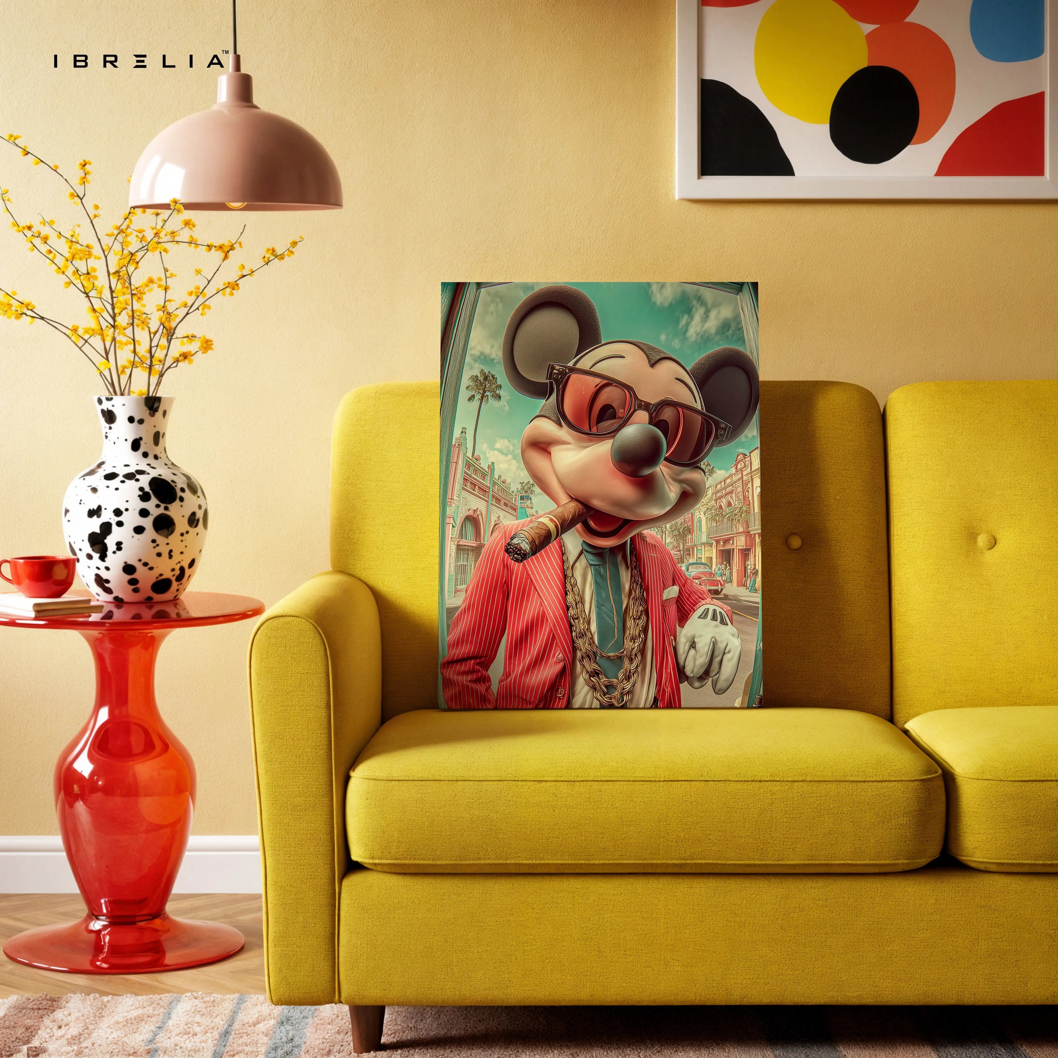 Luxury Mickey Mouse Wall Art – Mafia Style Cartoon Canvas Frame | Premium Street Art Decor Pakistan | IBRELIA™ IBRELIA