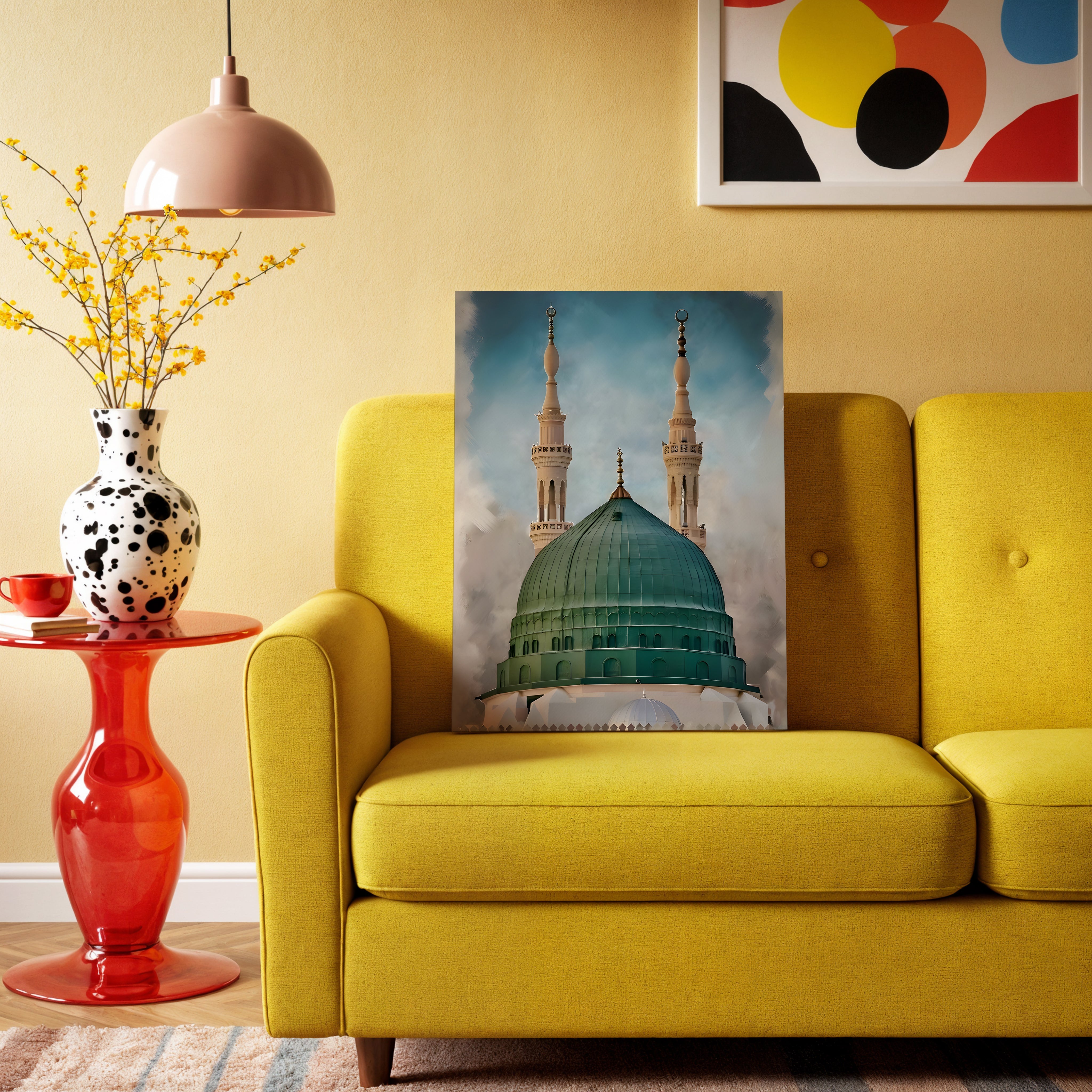 Masjid e Nabawi Green Dome Art – Madinah Islamic Architecture Wall Art | 4K Ultra Wrap Frame Wall Art in Pakistan | IBRELIA™