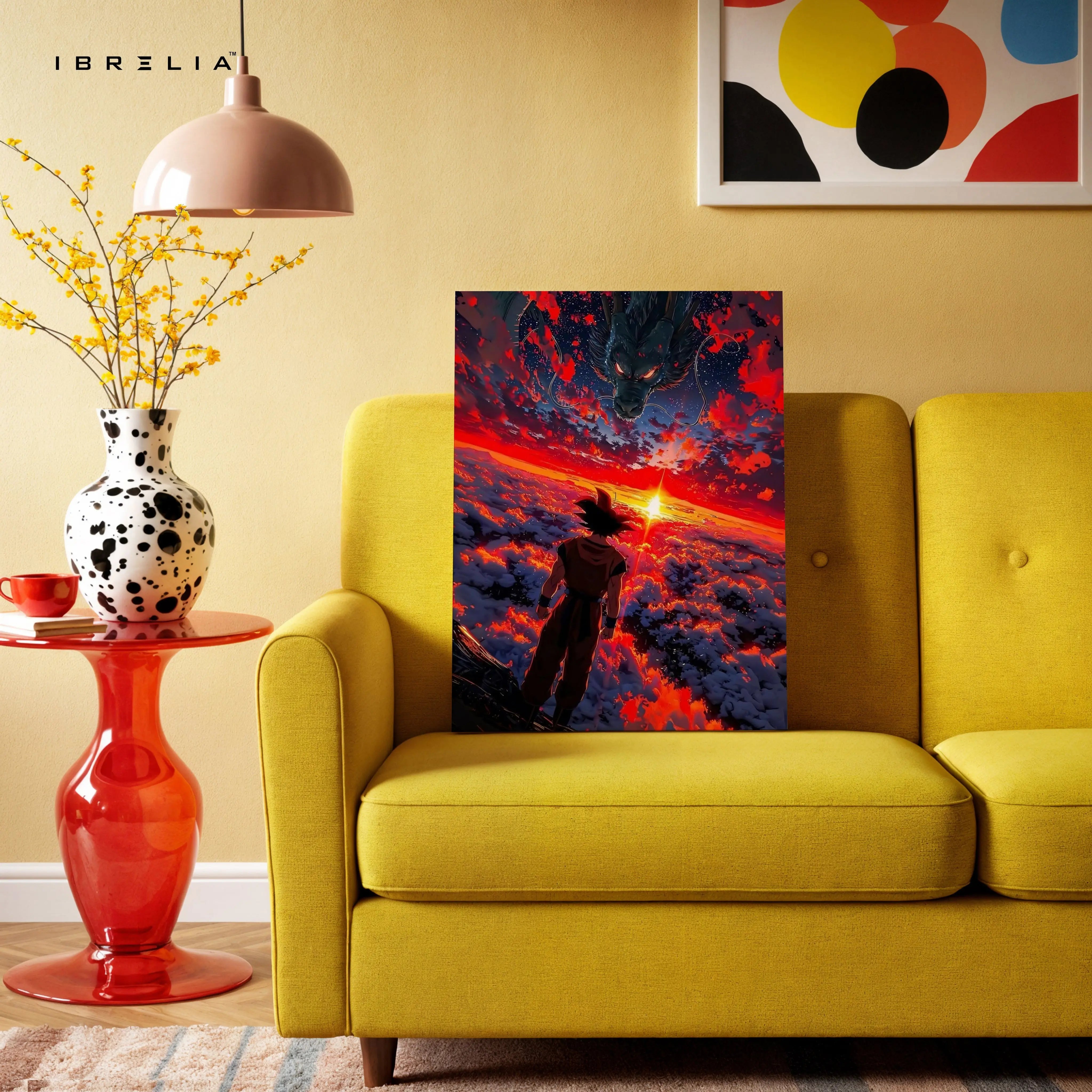 Goku Dragon Sky Wall Art – Anime Sunset Canvas Frame | Dragon Ball Poster Pakistan | IBRELIA™ IBRELIA