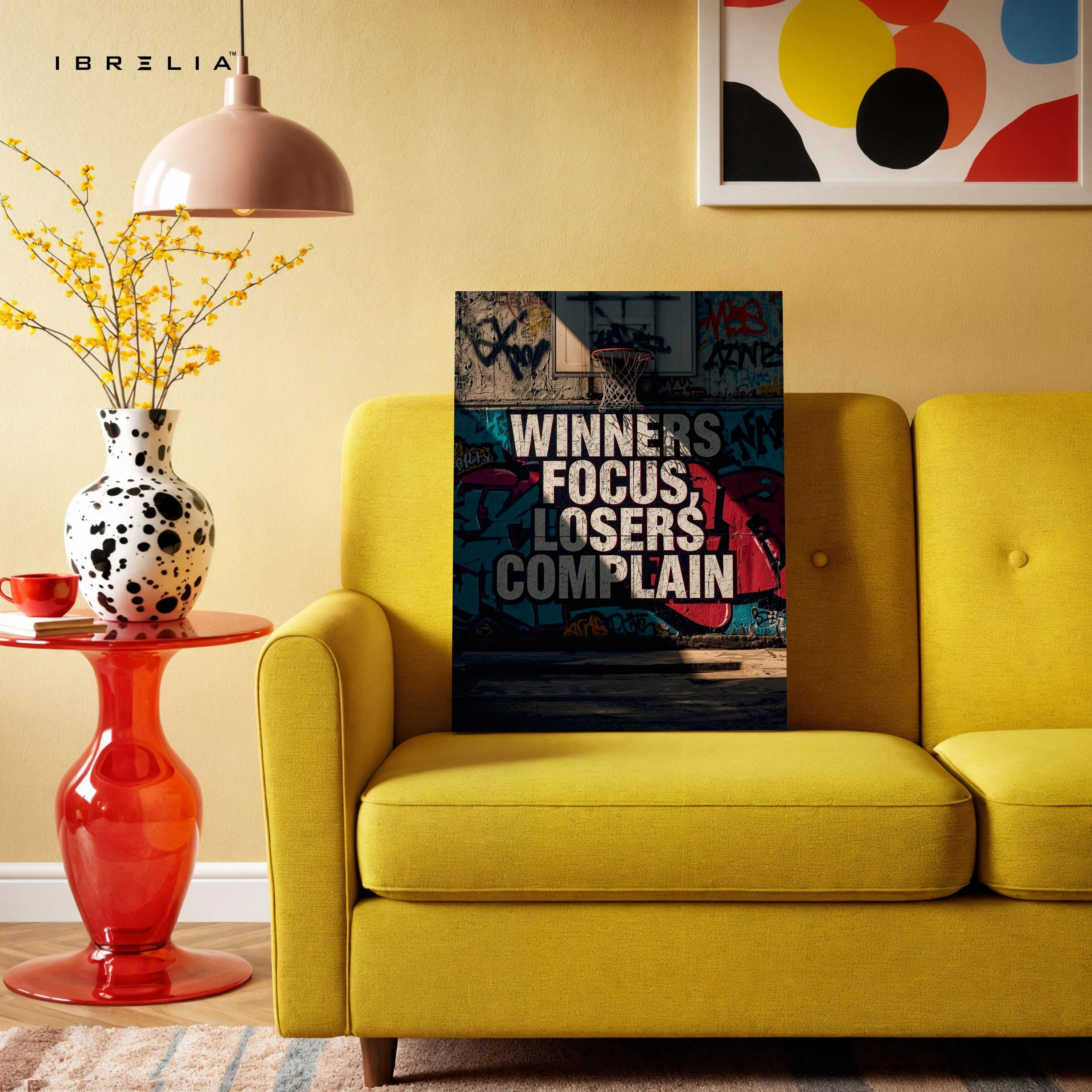 Winners Focus Motivation Wall Art – Basketball Graffiti Canvas Frame | Hustle Quote Poster Pakistan | IBRELIA™ IBRELIA
