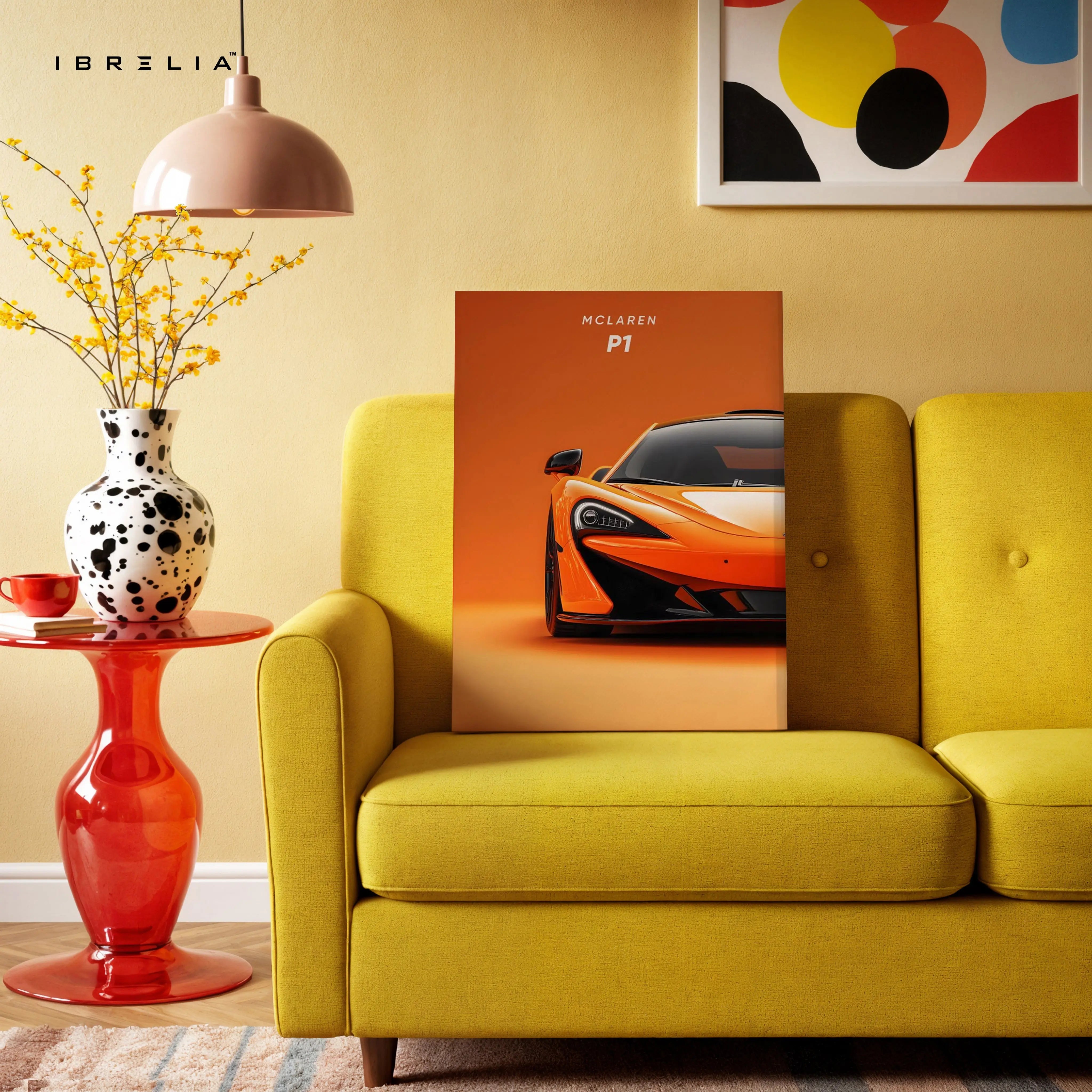 McLaren P1 Orange Power Art – Hypercar Minimal Luxury Wall Art | 4K Ultra Wrap Frame Wall Art in Pakistan | IBRELIA™ IBRELIA