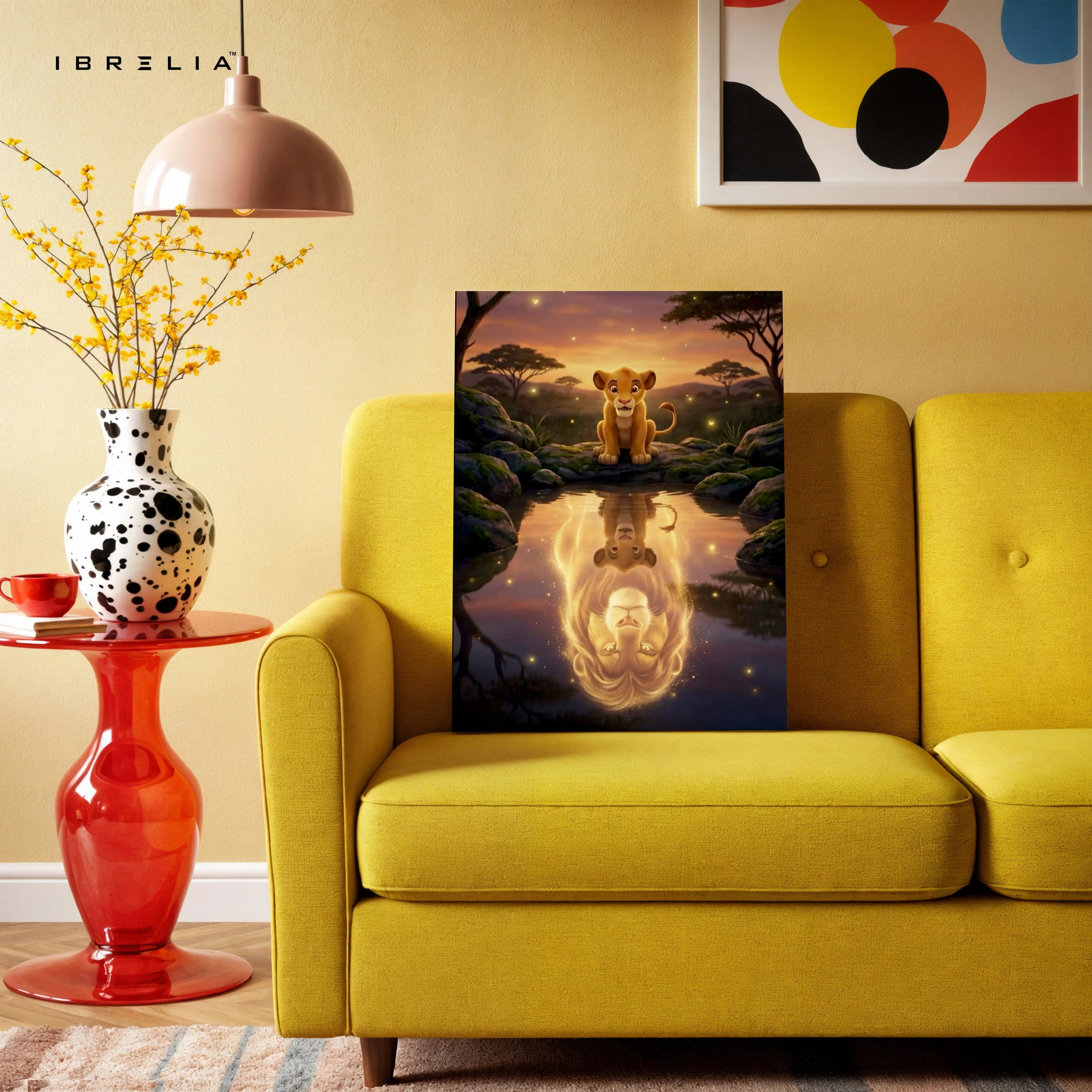 Lion Cub Reflection Wall Art – Legacy Spirit Canvas Frame | Emotional Animal Scene Decor Pakistan | IBRELIA™ IBRELIA