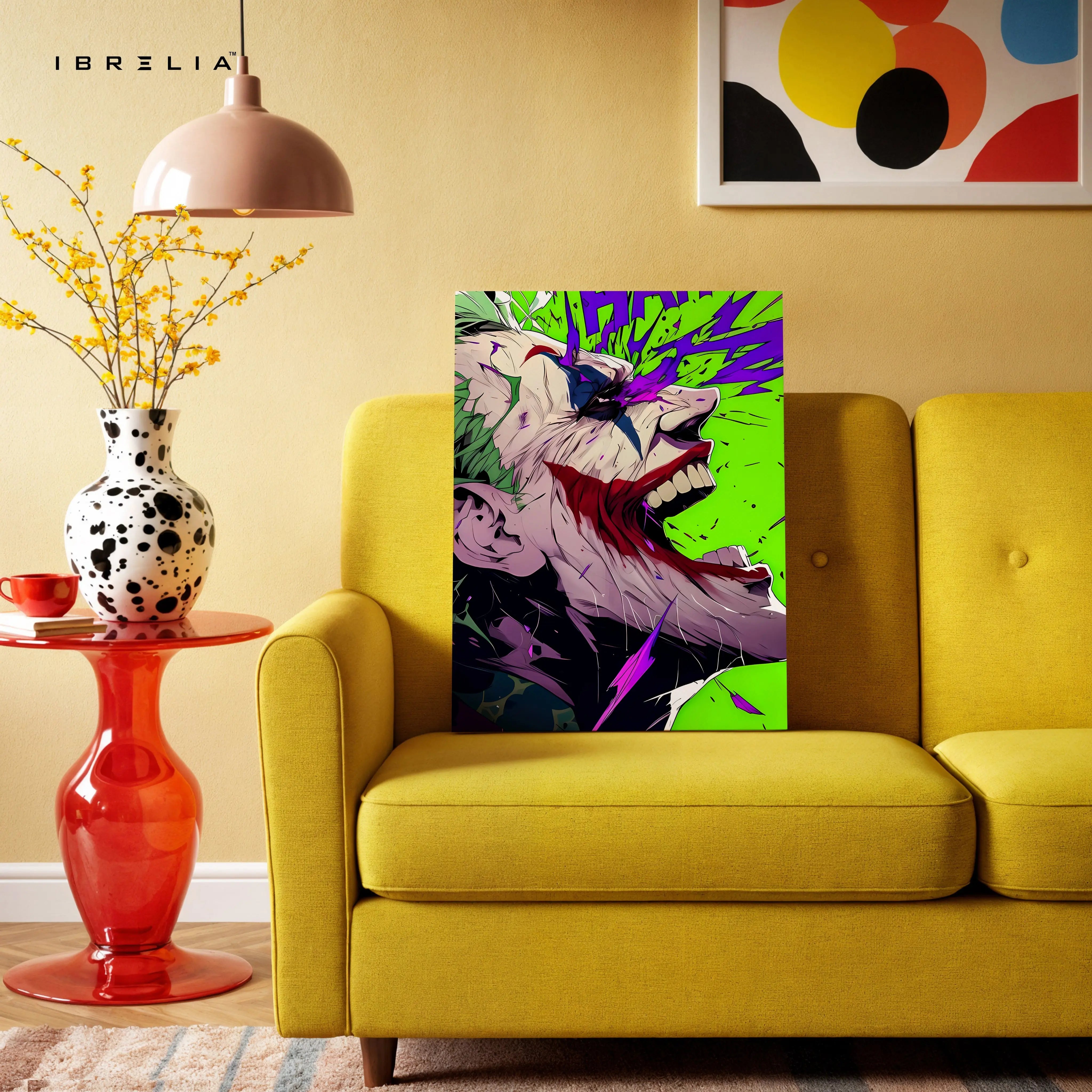 Joker Chaos Explosion Wall Art – Dark Comic Villain Canvas Frame | Joker Rage Poster Pakistan | IBRELIA™ IBRELIA