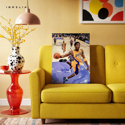 Kobe Bryant Dunk Wall Art – Lakers No.8 Canvas Frame | Basketball Action Poster Pakistan | IBRELIA™ IBRELIA