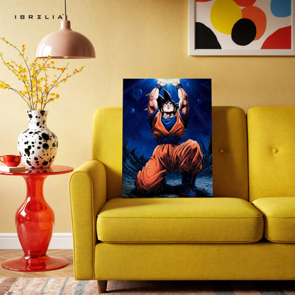 Goku Spirit Bomb Wall Art – Dragon Ball Anime Canvas Frame | Goku Universe Energy Poster Pakistan | IBRELIA™ IBRELIA